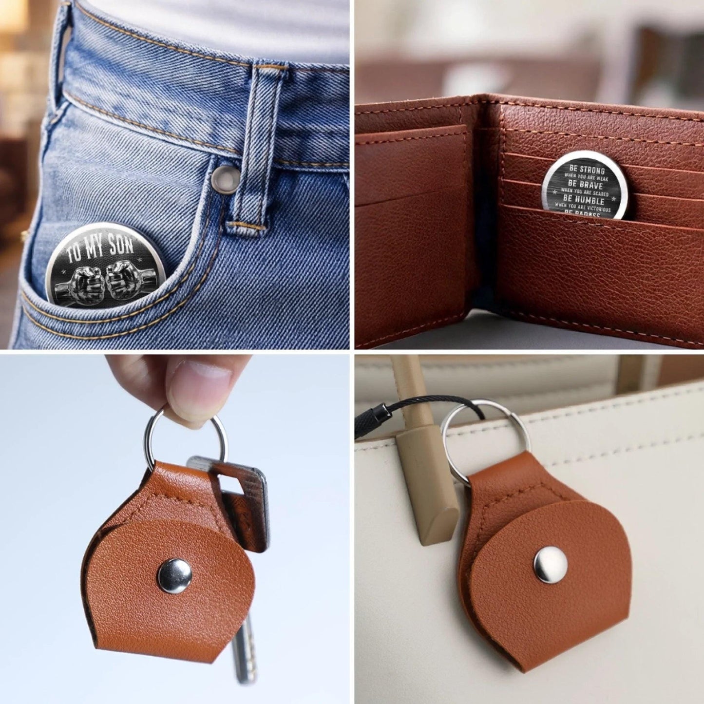 Personalized To My Son Pocket Hug, Father's Day Gift from Dad, Son Keepsake Token, Birthday Graduation Gift for Son