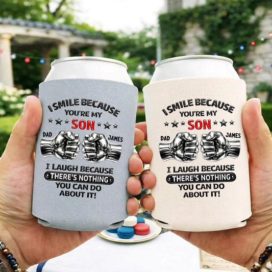 Gift for Son from Dad, Personalized Can Cooler Sleeve, Fathers Day Gift for Son, Funny Dad Son Gift, Birthday Gift for Son
