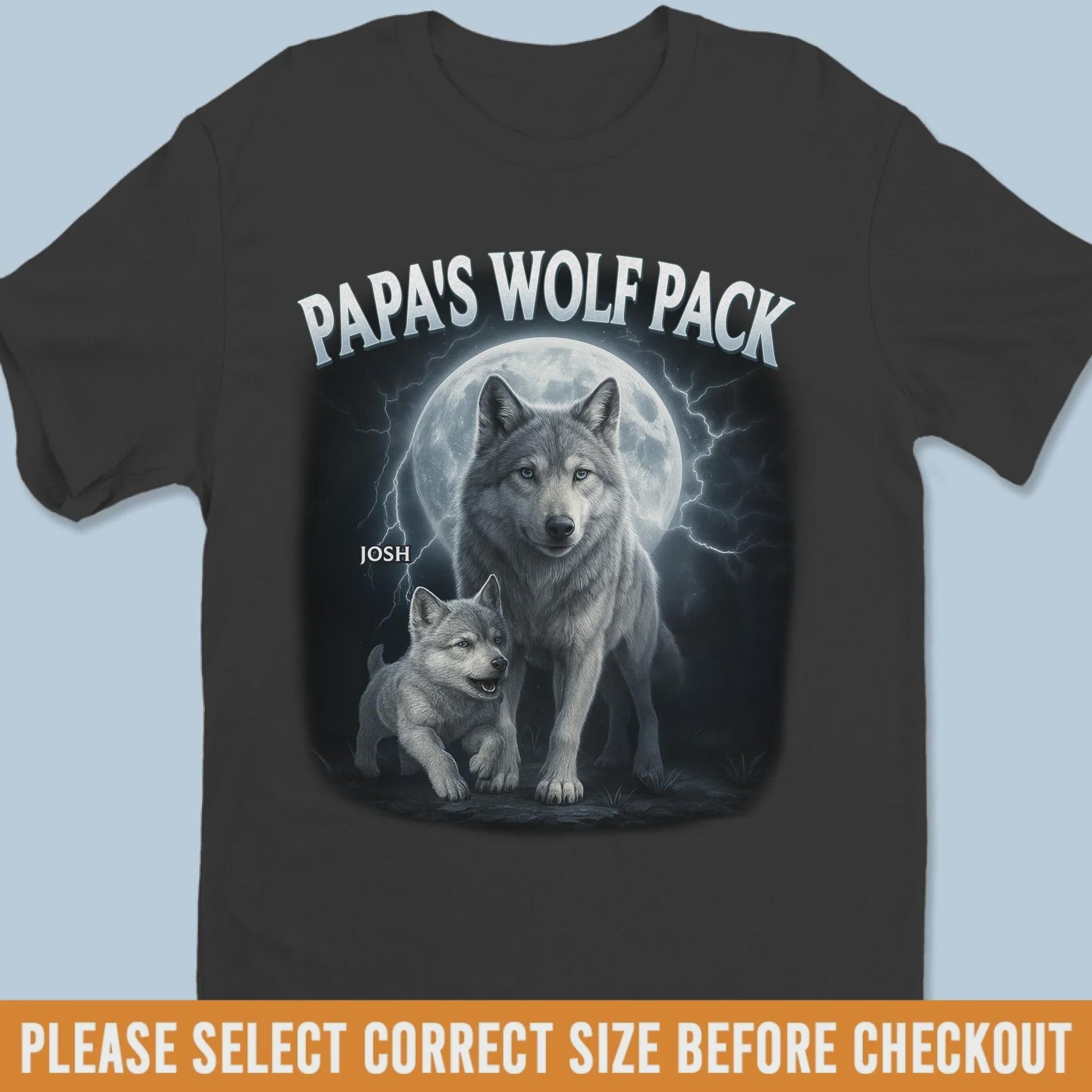 Personalized Papa Wolf Pack Shirt with Kids Names, Custom Gift for Dad Grandpa