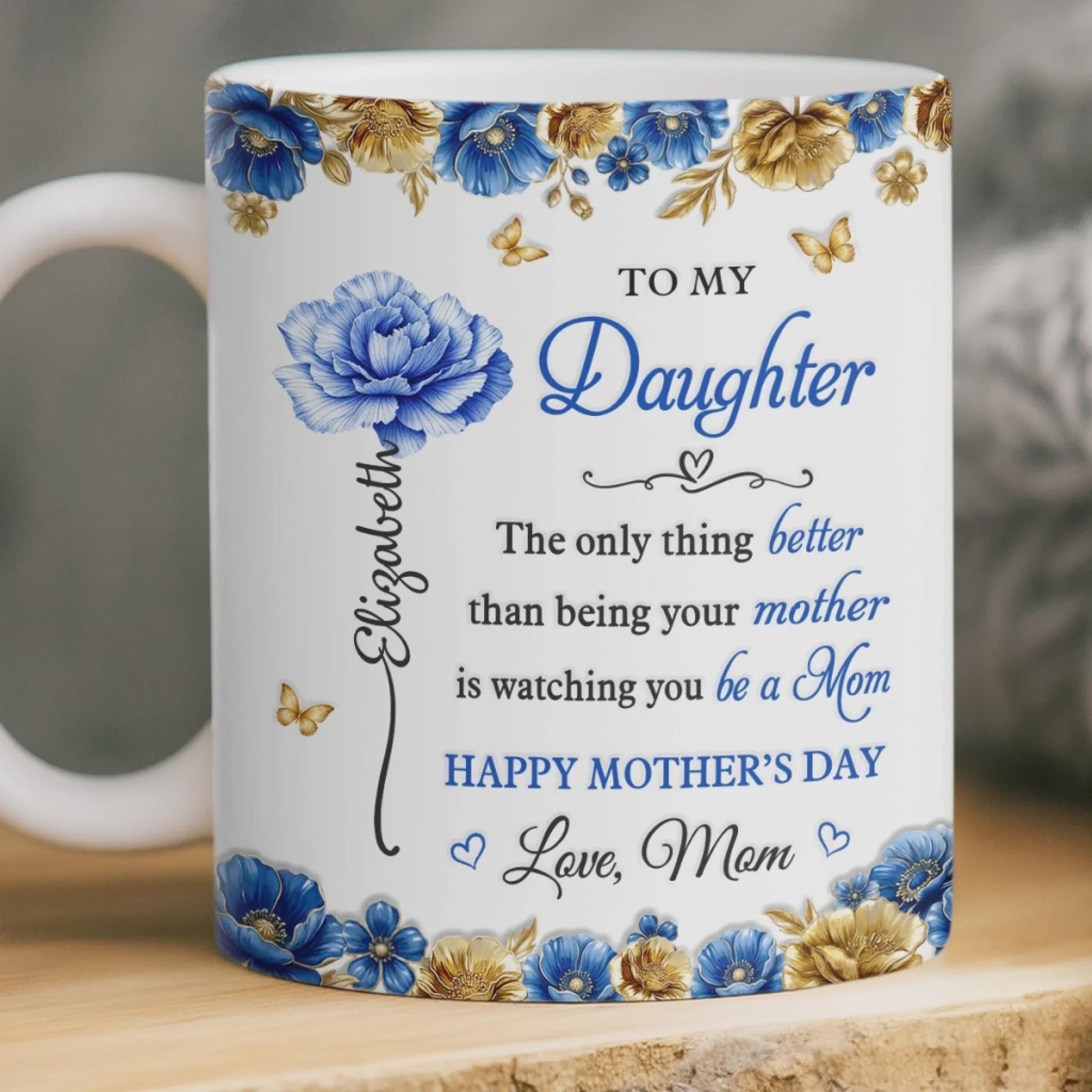 To My Daughter Mug from Mom, Mothers Day Gift for Daughter, Becoming Mom Gift, Birth Flower Mug, Personalized Daughter Gift