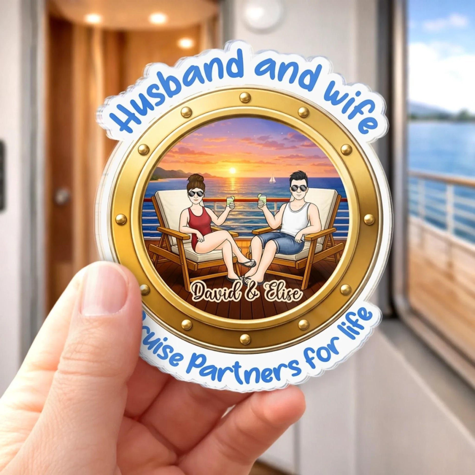 Custom Cruise Door Magnet Personalized Couple Gift, Husband Wife Cruise Cabin Decor, Cruise Partners For Life, Vacation Travel Gift