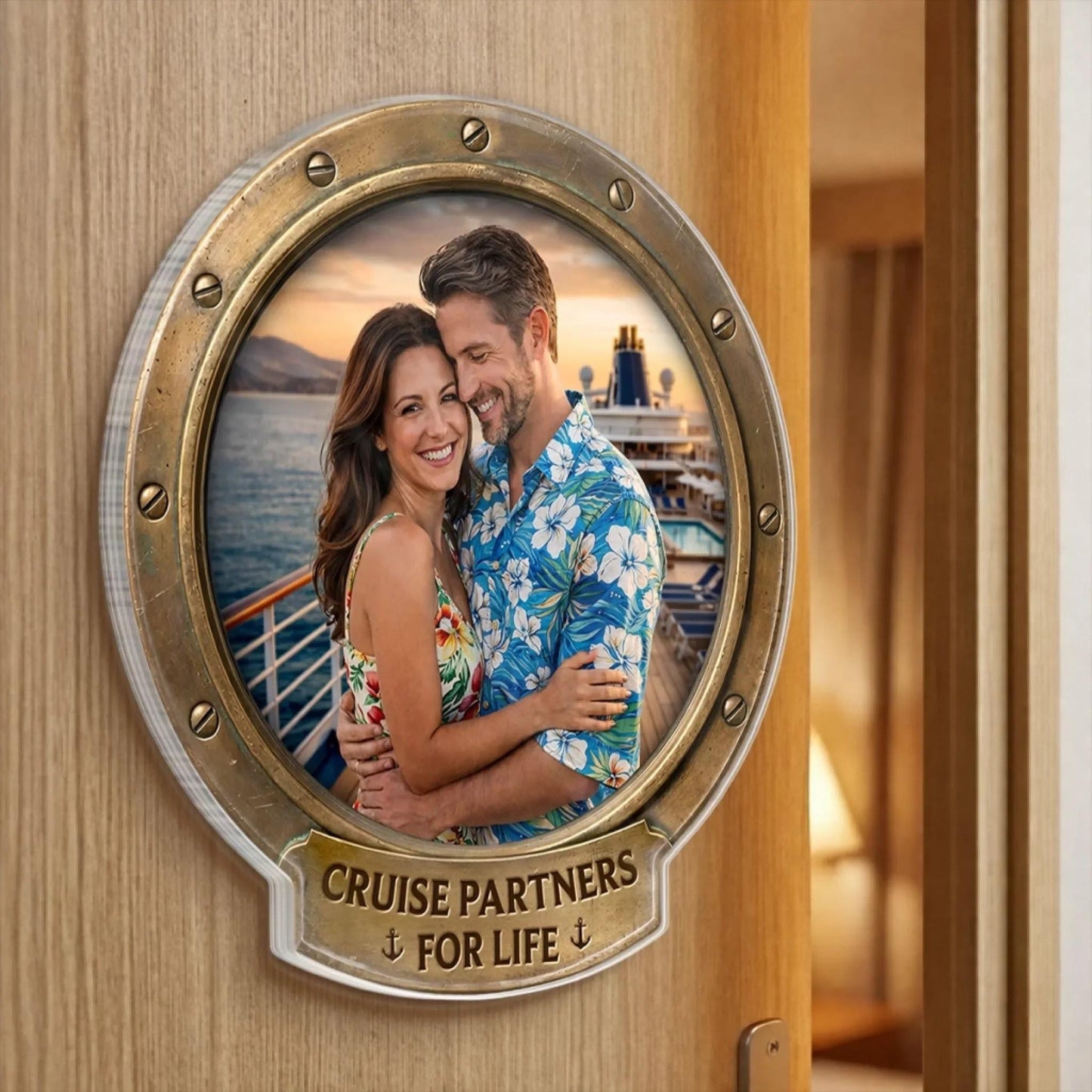 Custom Photo Cruise Door Magnet Personalized Couple Gift, Husband Wife Cruise Cabin Decor, Sailing Into Our Next Adventure Gift