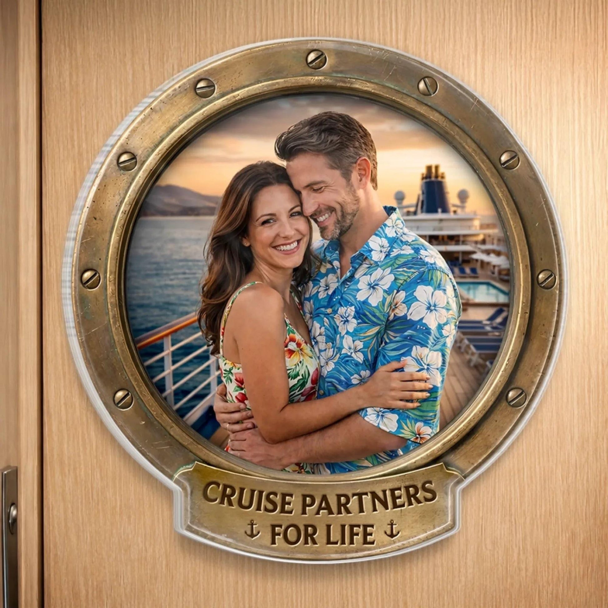 Custom Photo Cruise Door Magnet Personalized Couple Gift, Husband Wife Cruise Cabin Decor, Sailing Into Our Next Adventure Gift