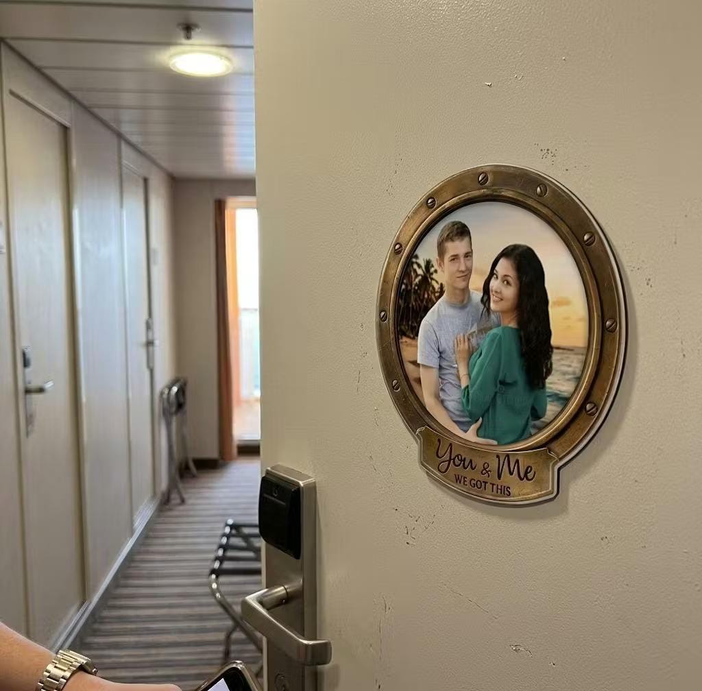 Custom Photo Cruise Door Magnet Personalized Couple Gift, Husband Wife Cruise Cabin Decor, Sailing Into Our Next Adventure Gift