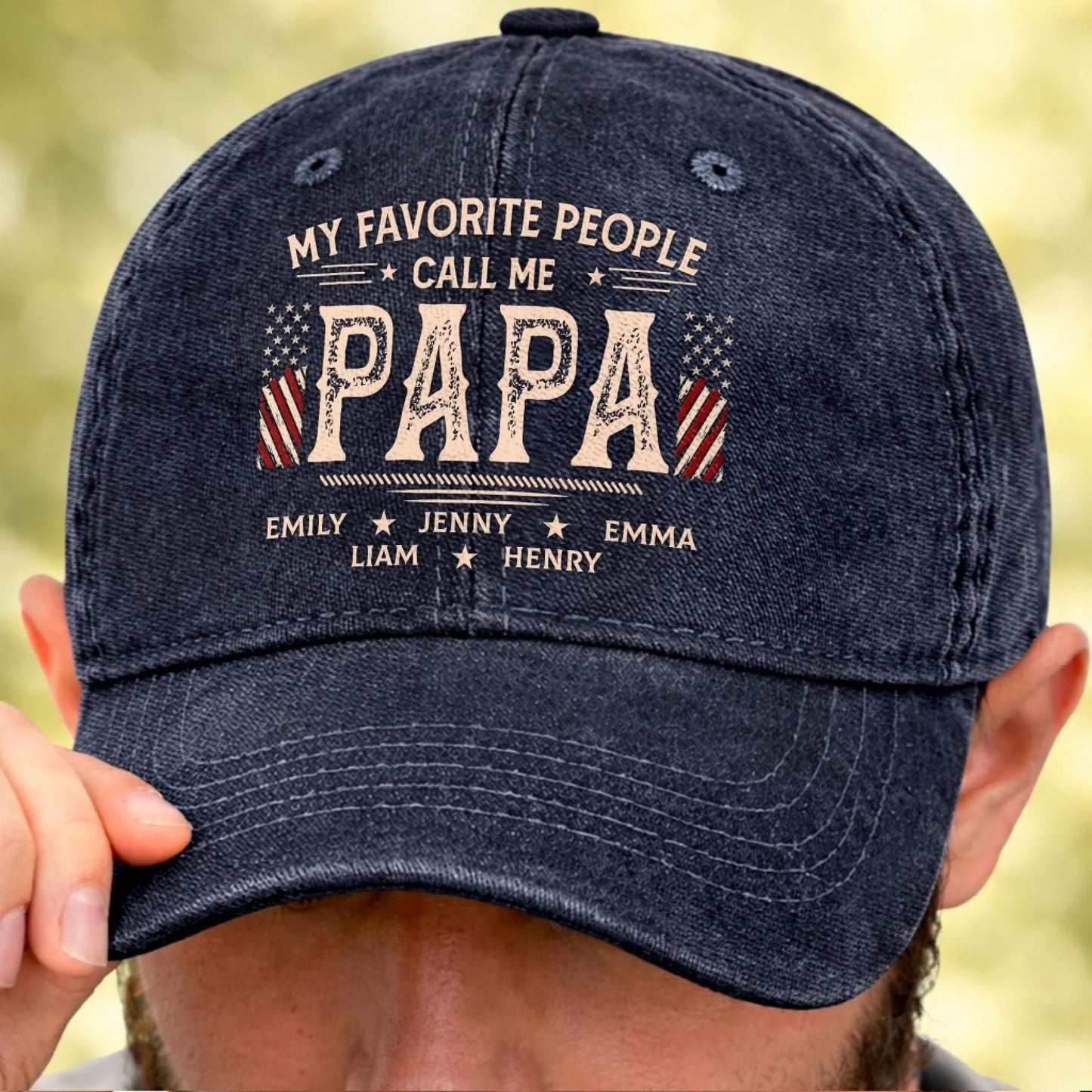 Personalized Dad Hat Custom Papa Cap With Kids Names, Vintage Washed Baseball Cap Gift For Dad Grandpa Fathers Day Birthday