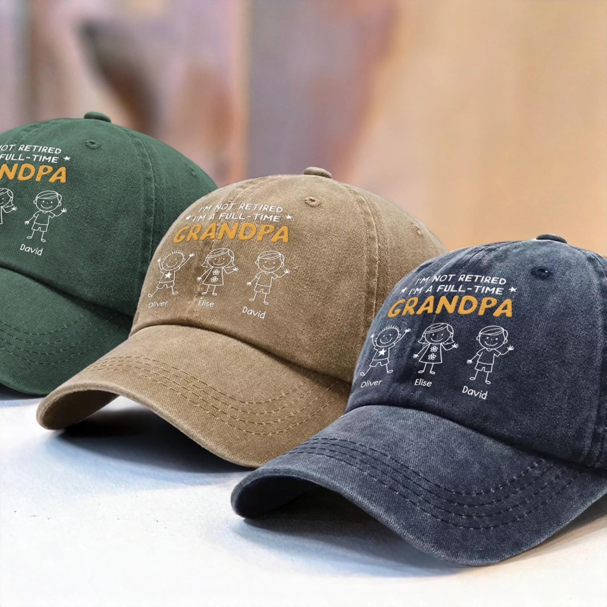 Personalized Grandpa Hat, I'm Not Retired I'm A Full Time Grandpa Cap, Custom Dad Hat With Kids Names, Funny Gift For Grandpa Birthday