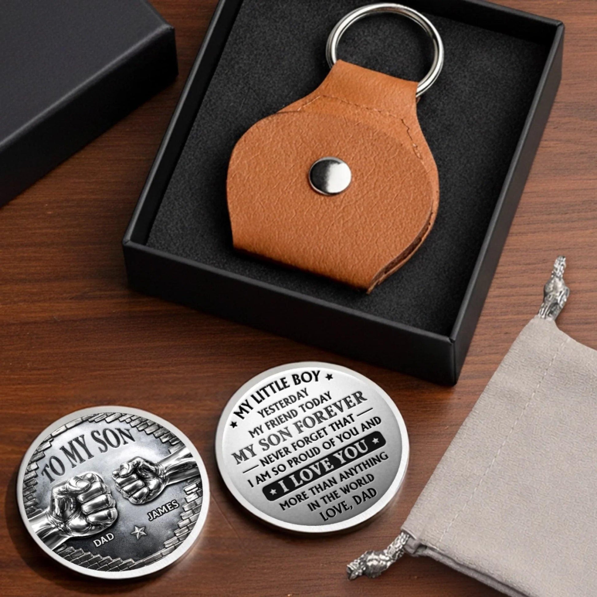 To My Son Pocket Hug Gift From Dad, Personalized Token Keychain For Son, Meaningful Son Gift Birthday Fathers Day