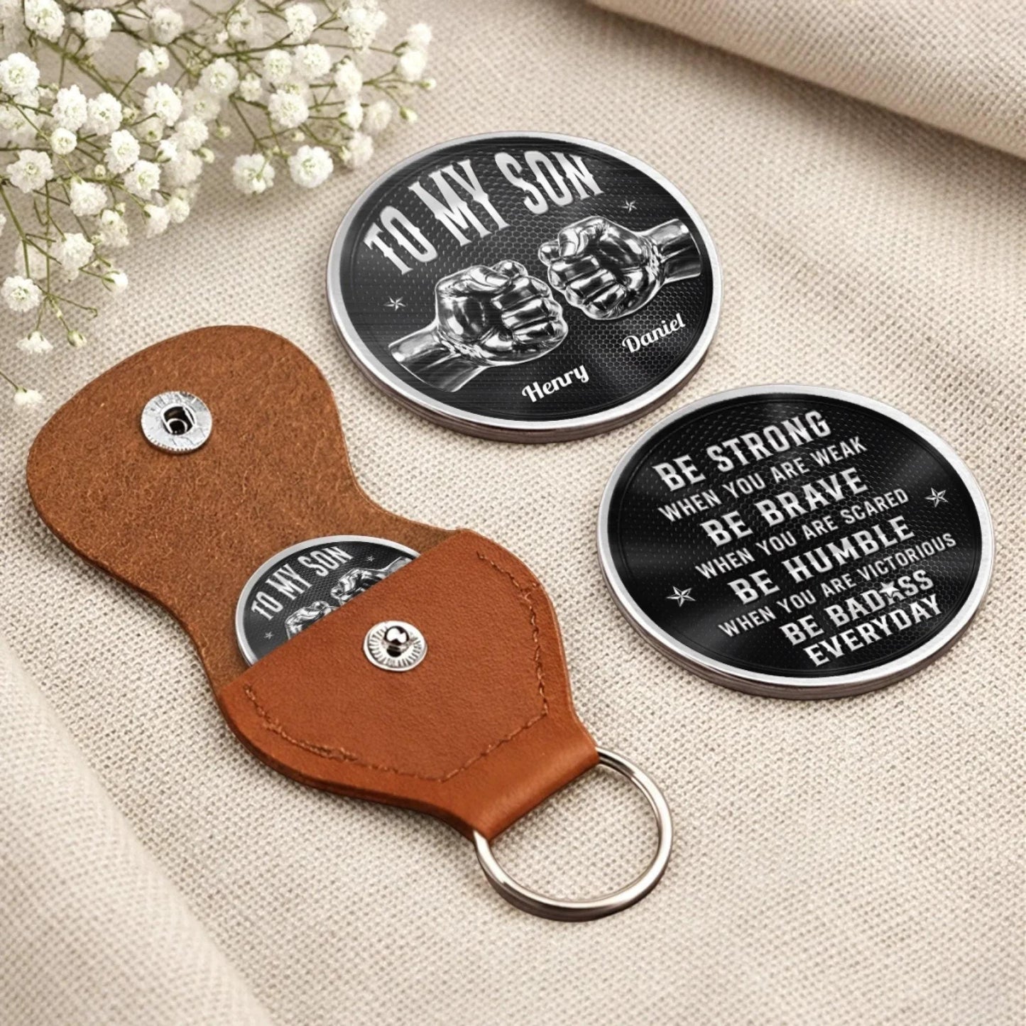 Personalized To My Son Pocket Hug, Father's Day Gift from Dad, Son Keepsake Token, Birthday Graduation Gift for Son