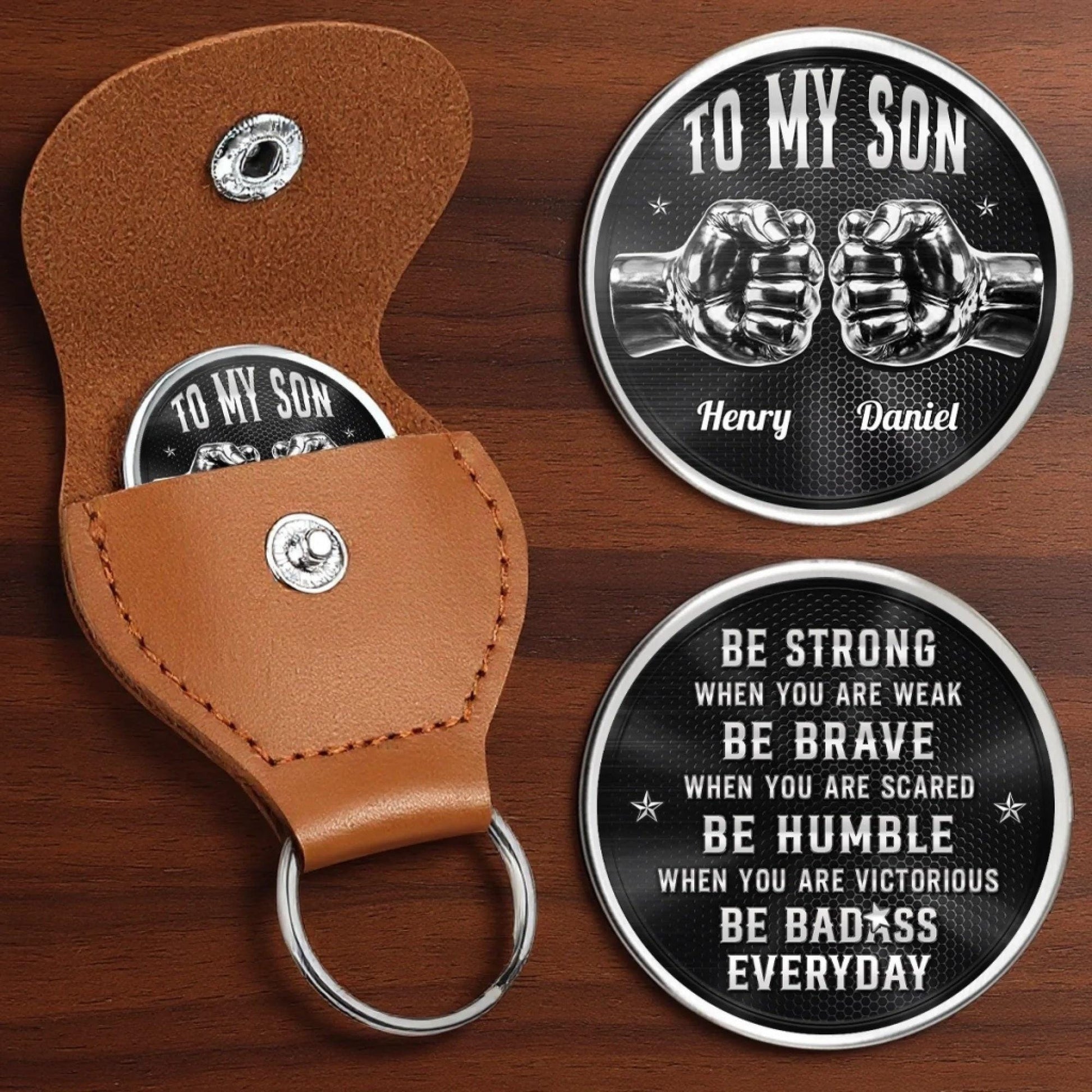 Personalized To My Son Pocket Hug, Father's Day Gift from Dad, Son Keepsake Token, Birthday Graduation Gift for Son
