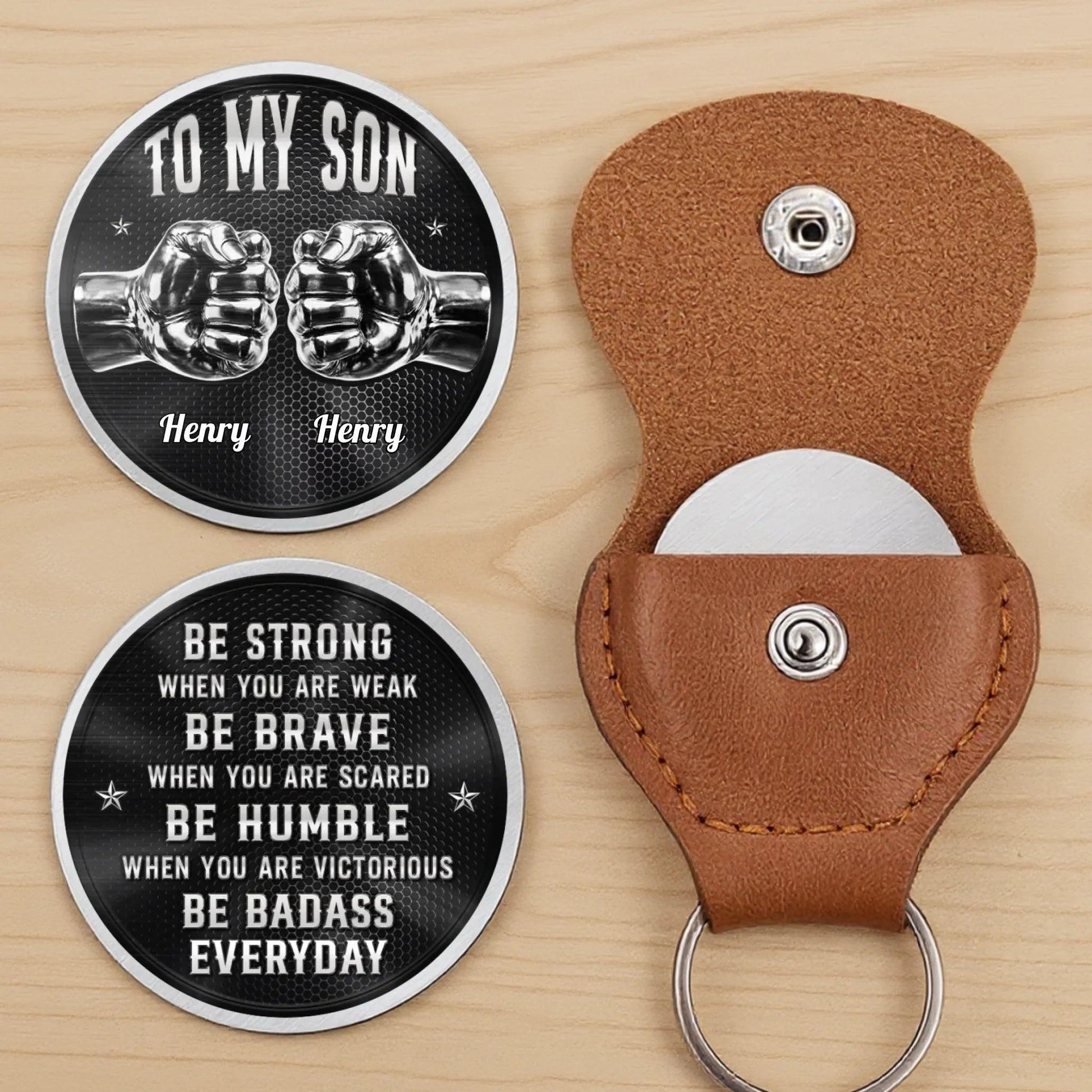 Personalized To My Son Pocket Hug, Father's Day Gift from Dad, Son Keepsake Token, Birthday Graduation Gift for Son