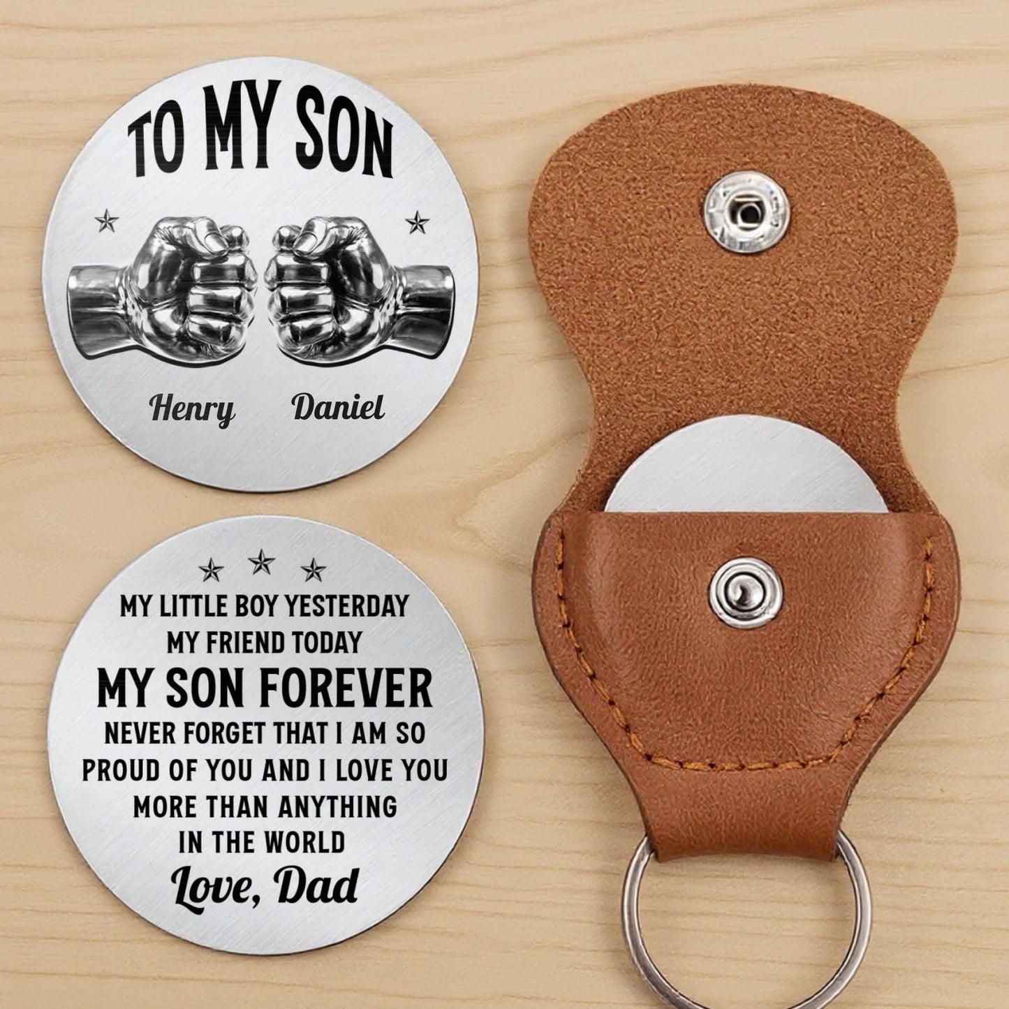 Personalized To My Son Pocket Hug, Fathers Day Gift From Dad, Meaningful Son Gift, My Little Boy Yesterday Quote Keepsake