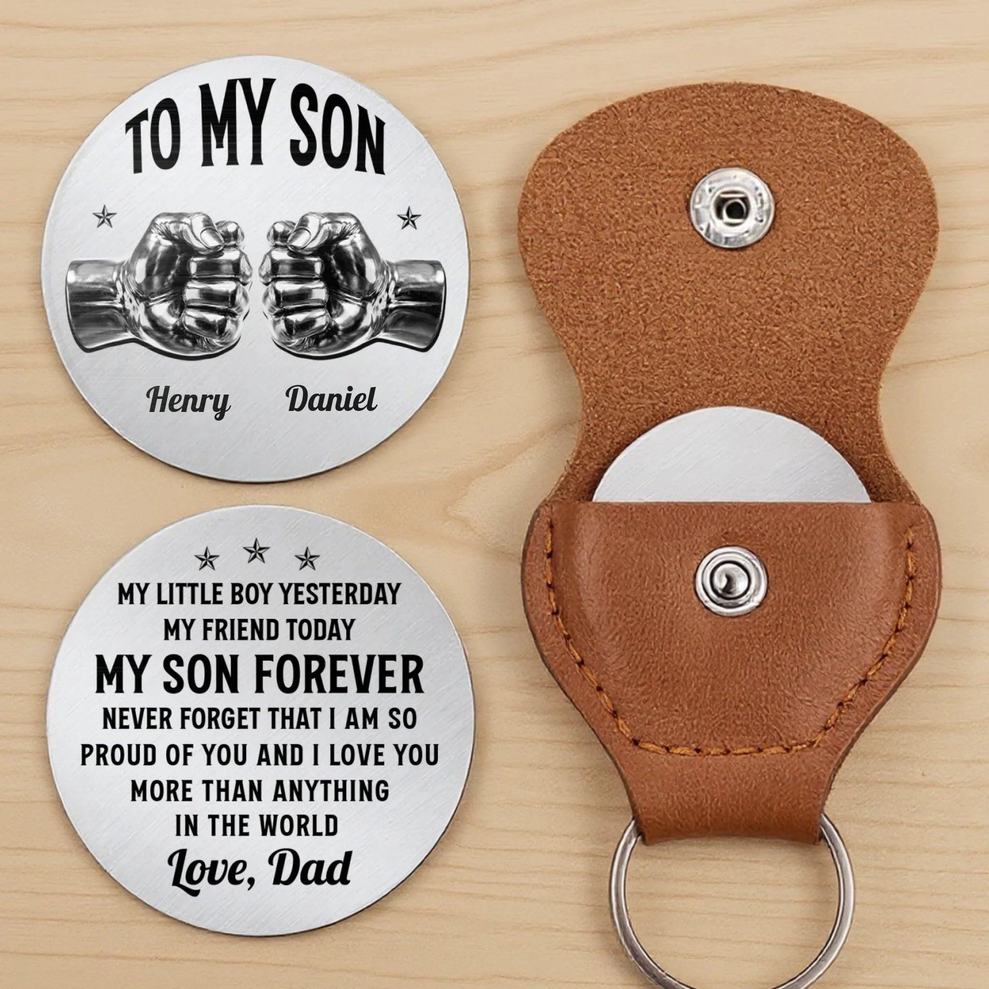 Personalized To My Son Pocket Hug, Fathers Day Gift From Dad, Meaningful Son Gift, My Little Boy Yesterday Quote Keepsake