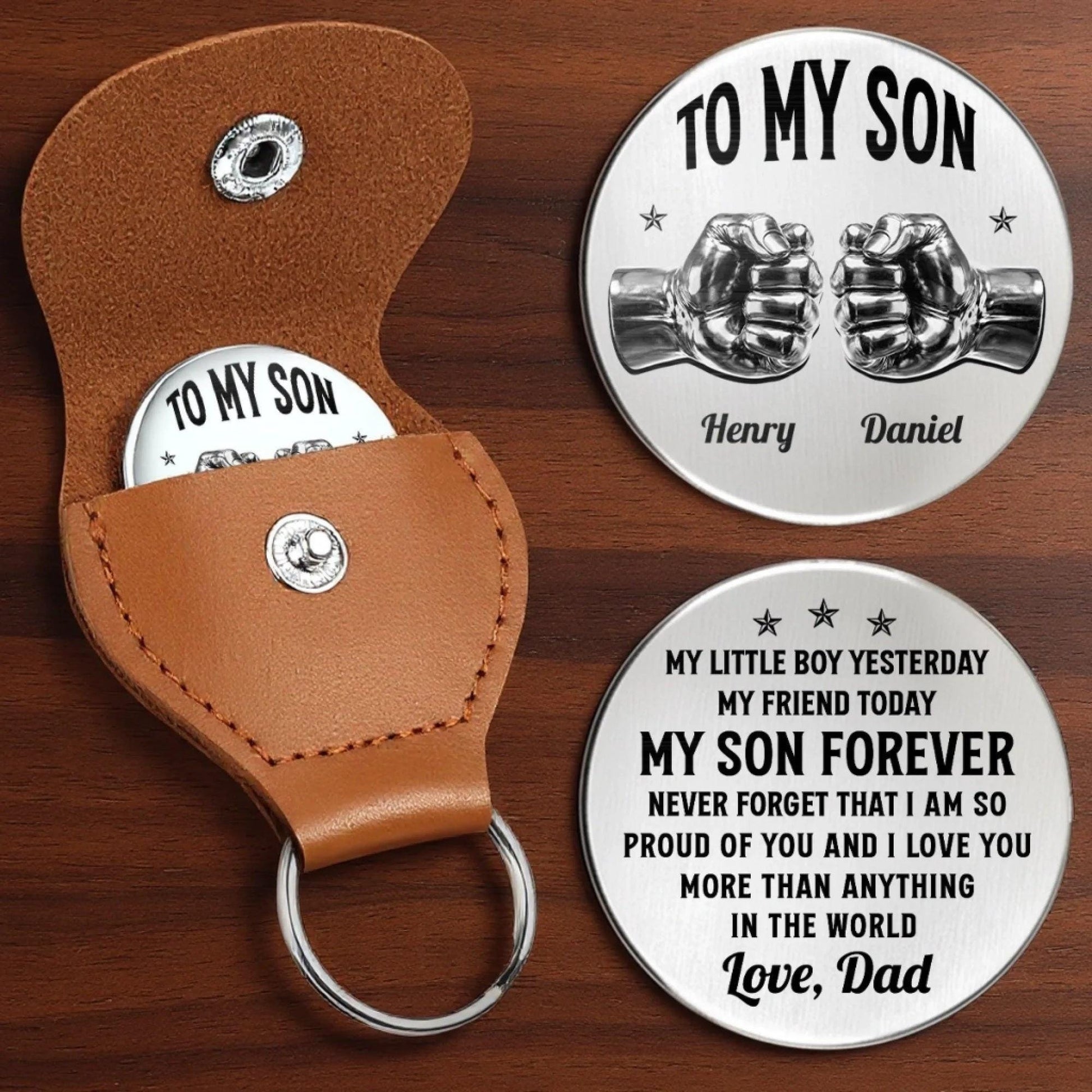 Personalized To My Son Pocket Hug, Fathers Day Gift From Dad, Meaningful Son Gift, My Little Boy Yesterday Quote Keepsake