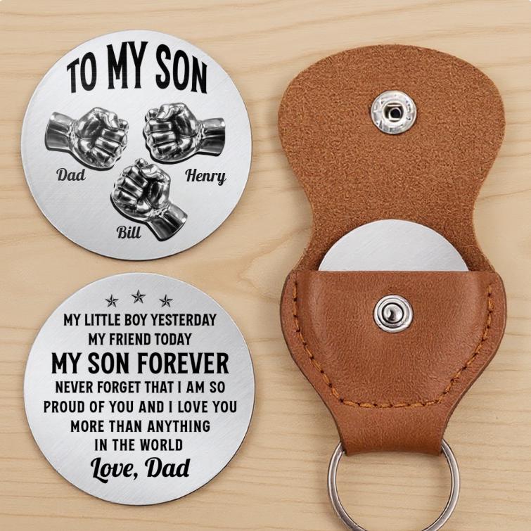 Personalized To My Son Pocket Hug, Fathers Day Gift From Dad, Meaningful Son Gift, My Little Boy Yesterday Quote Keepsake