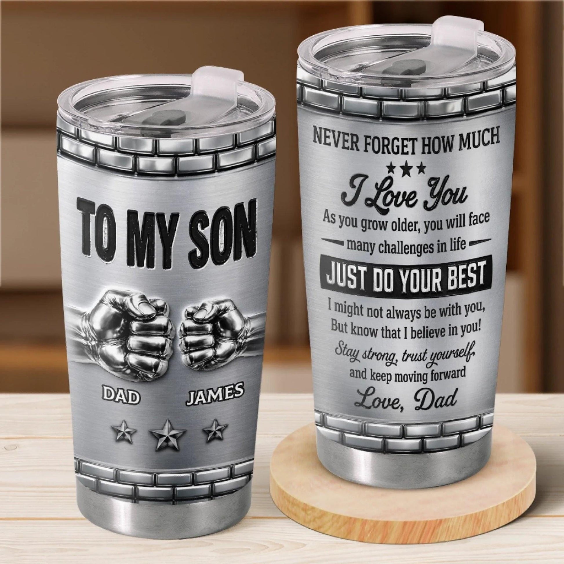 Personalized To My Son Tumbler, Fathers Day Gift From Dad, Custom Name Gift for Son, I’m Always Proud Of You, 20oz Coffee Travel Mug