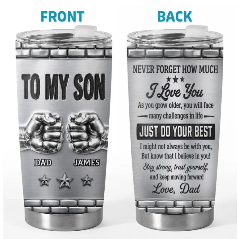Personalized To My Son Tumbler, Fathers Day Gift From Dad, Custom Name Gift for Son, I’m Always Proud Of You, 20oz Coffee Travel Mug