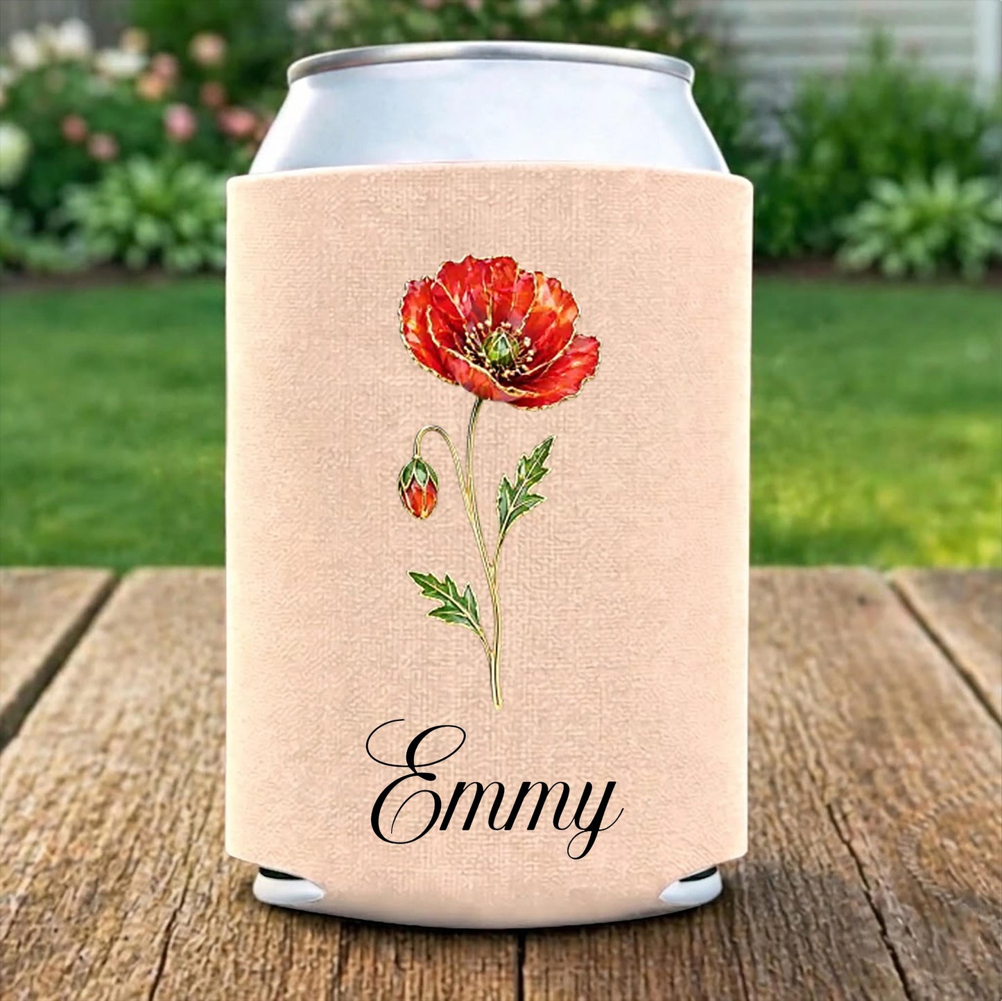 Personalized Name Can Cooler Sleeve, Custom Floral Gift for Best Friend, Sister, Birthday Gift for Women, BFF Gift Idea