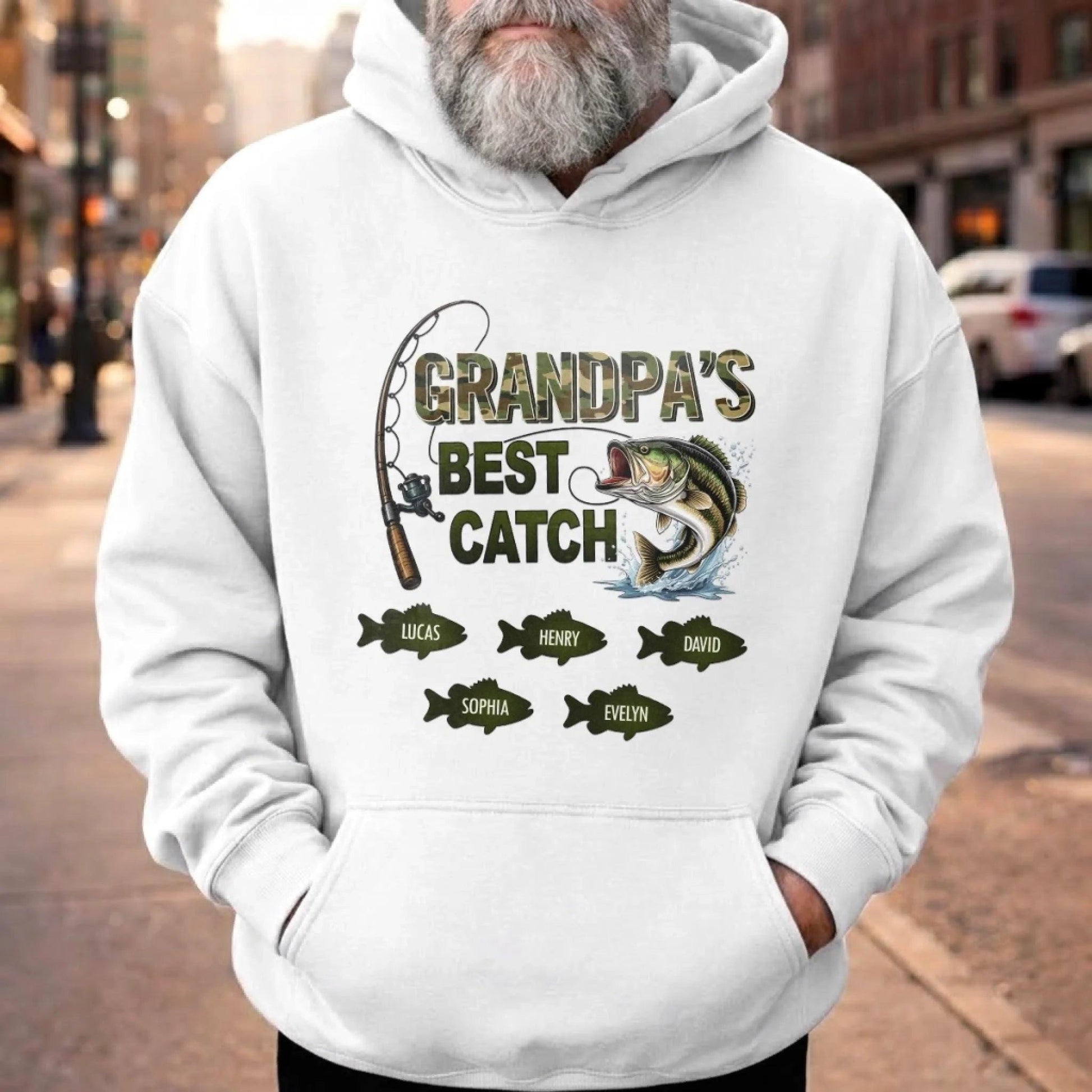 Personalized Grandpa Fishing Shirt, Best Catch Ever Custom Name Gift for Dad, Fisherman Gift, Fathers Day Grandpa Shirt