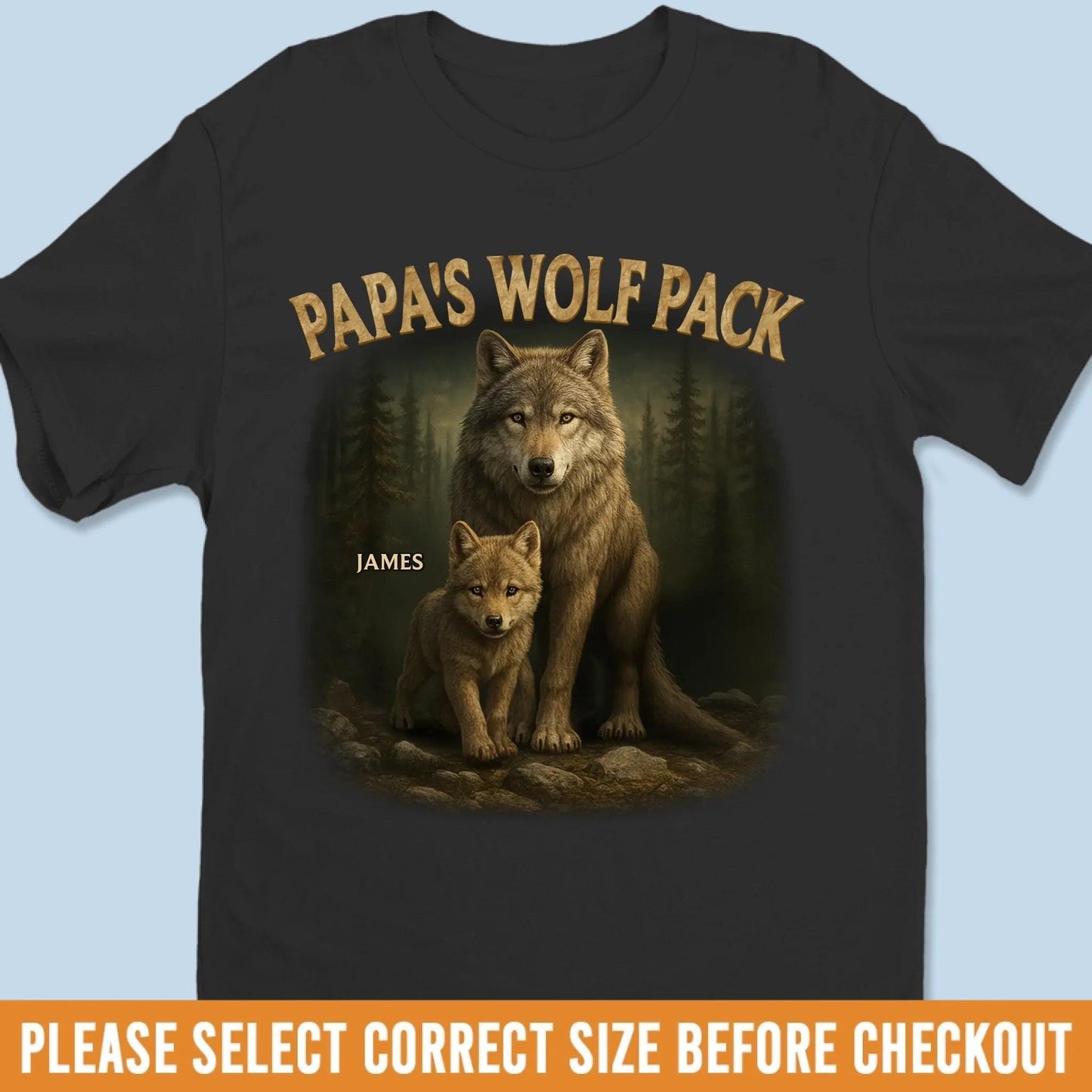 Personalized Papa Wolf Pack Shirt, Custom Dad Grandpa Gift From Kids, Family Names Shirt, Fathers Day Gift For Dad Birthday Tee