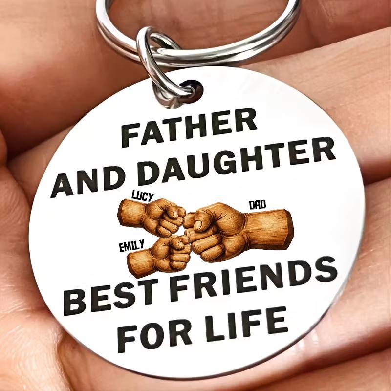 Personalized Father Daughter Keychain Gift For Dad From Daughter, Custom Name Dad Keychain, Fathers Day Birthday Gift Best Friends For Life
