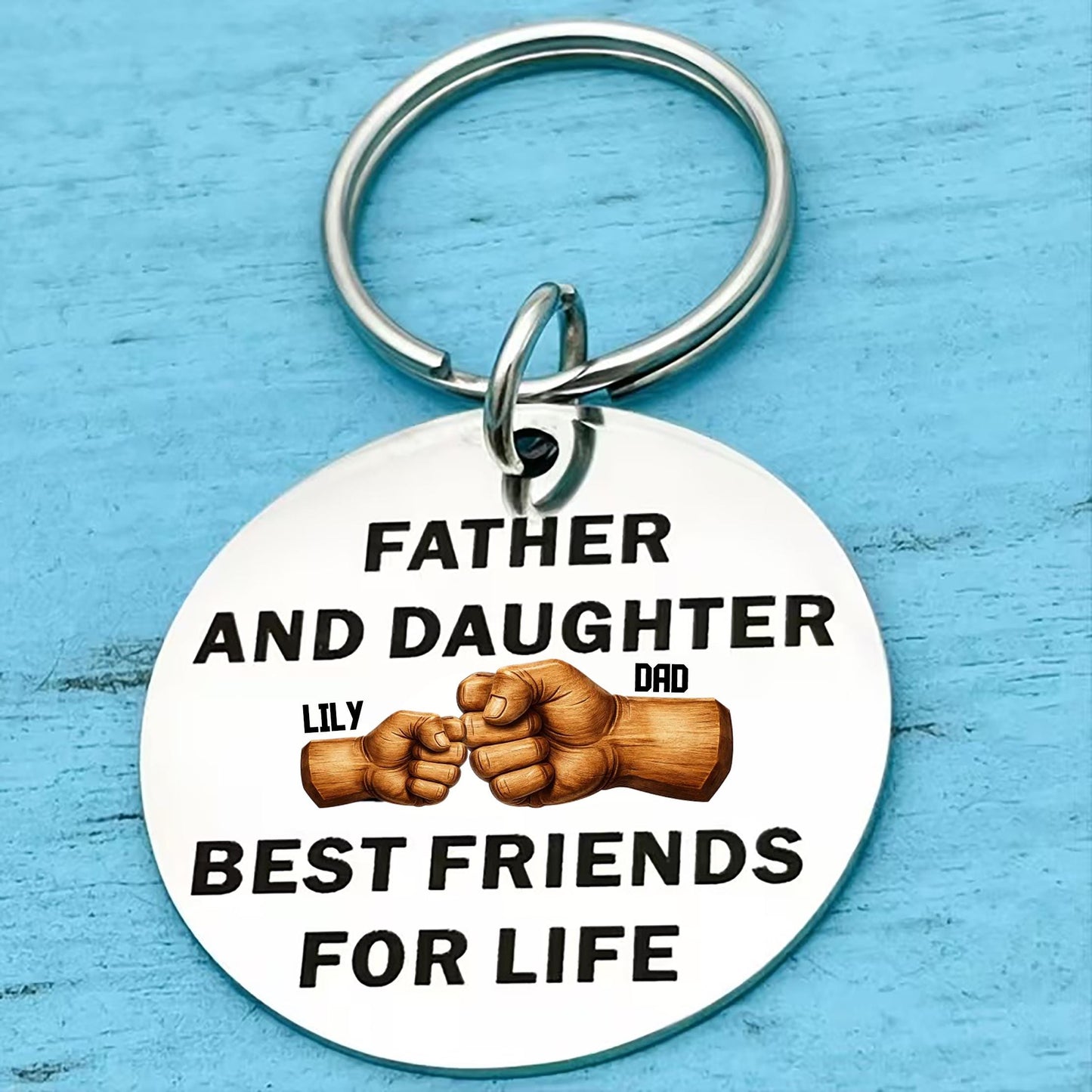Personalized Father Daughter Keychain Gift For Dad From Daughter, Custom Name Dad Keychain, Fathers Day Birthday Gift Best Friends For Life