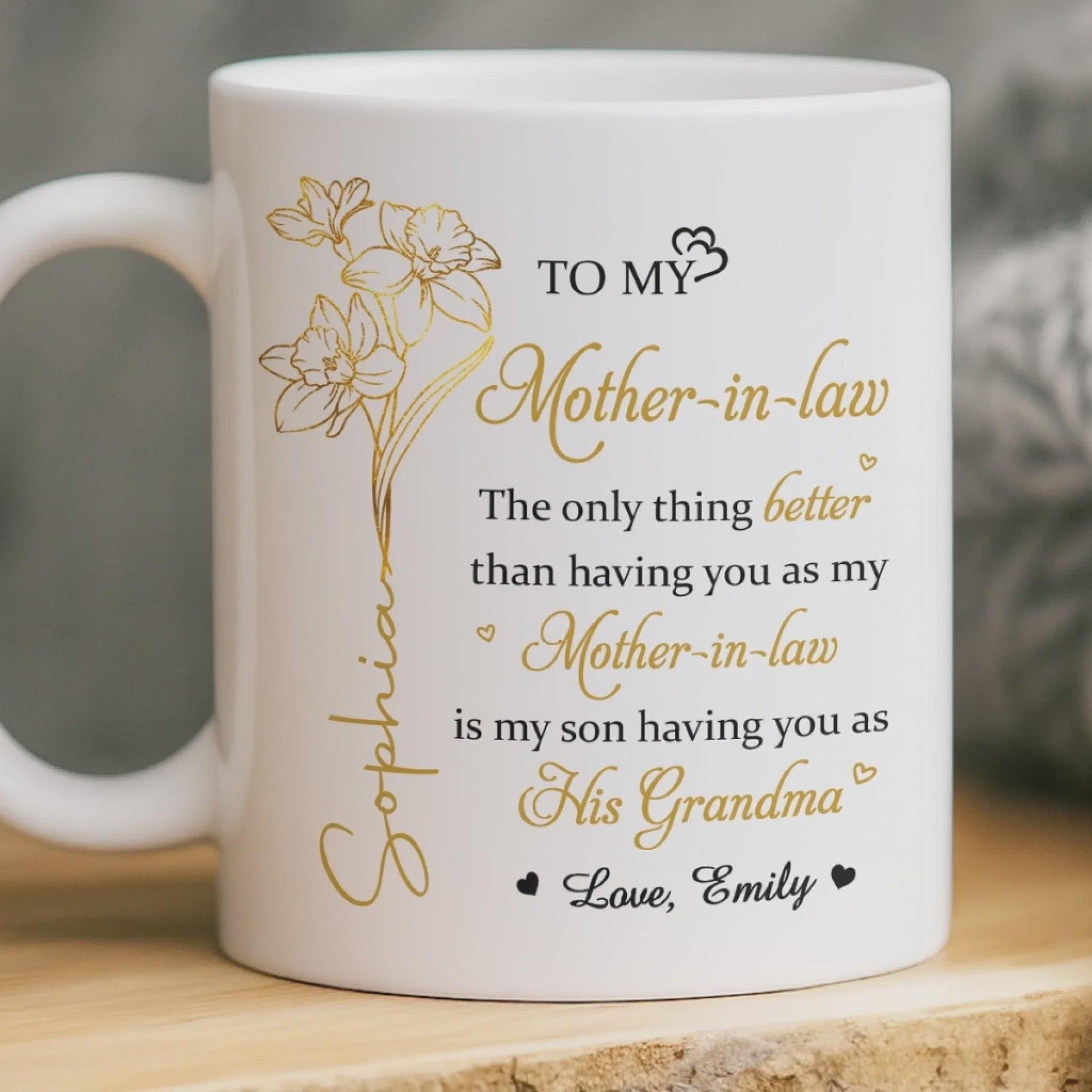 Personalized Mother in Law Mug, Grandma Gift from Daughter in Law, Mother’s Day Gift for MIL, Custom Name Mug