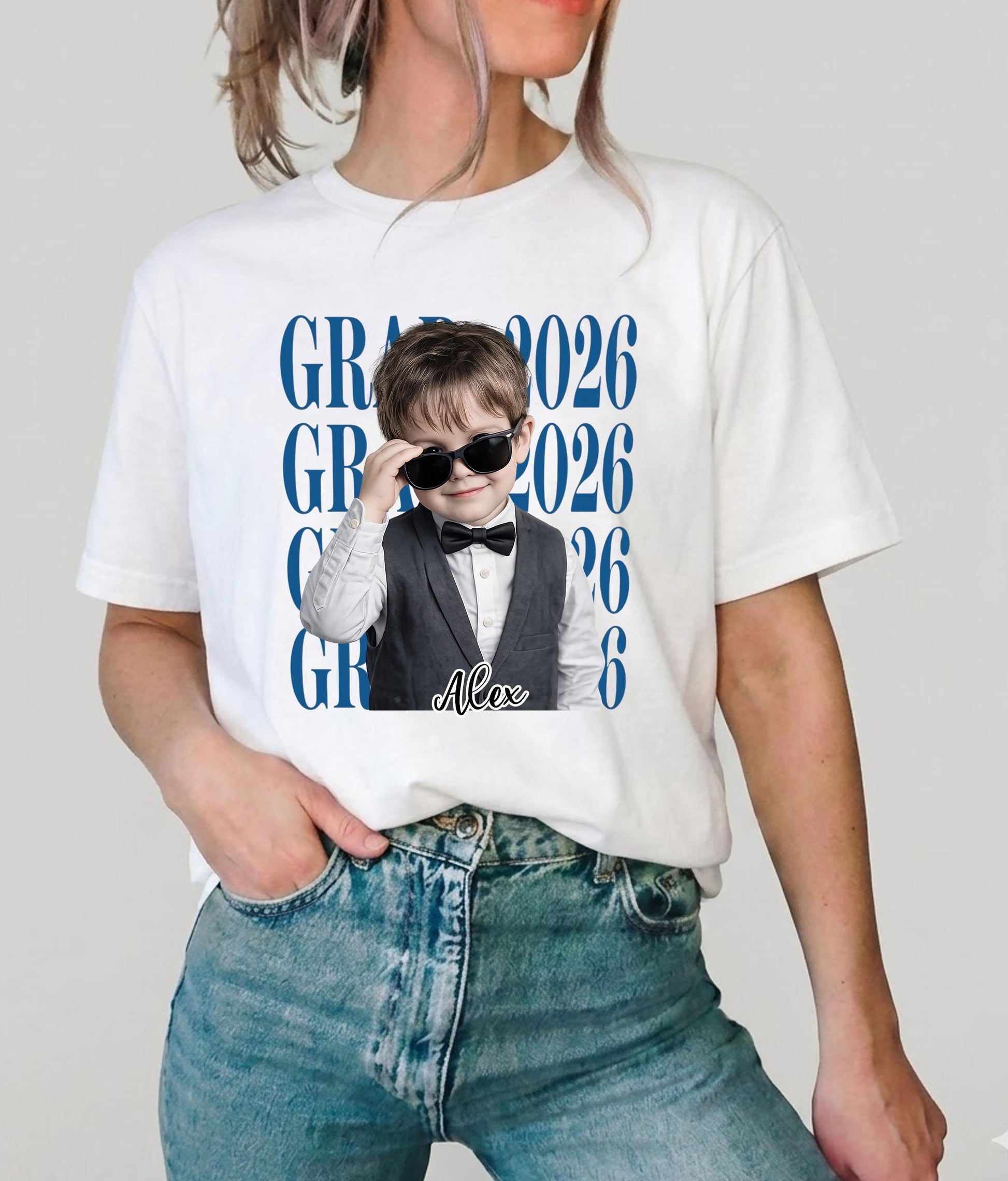 Personalized Graduation Shirt 2026 Custom Photo Shirt, Class of 2026 Kids Tee, Graduation Gift for Son, Kindergarten Preschool Grad Shirt