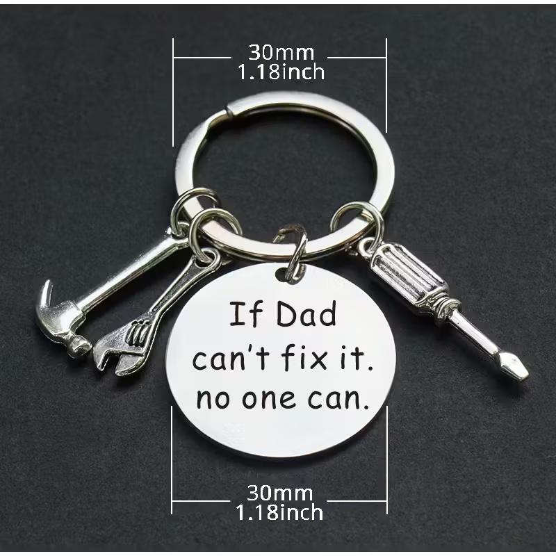 Personalized Dad Keychain If Dad Can't Fix It No One Can, Custom Name Gift For Father, Tool Keyring Fathers Day Gift From Kids