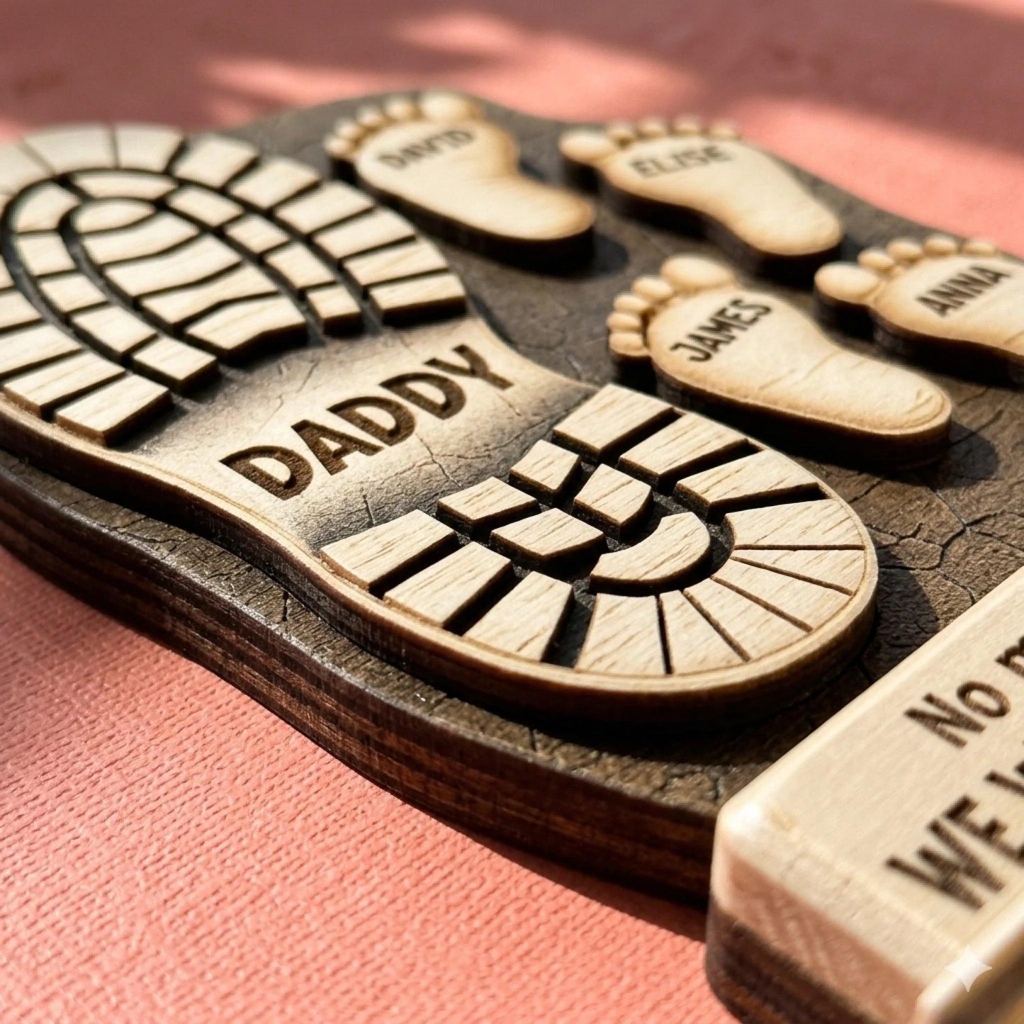 Personalized Dad Gift from Kids, Custom Name Wooden Plaque, Fathers Day Gift for Dad Grandpa, Family Footprint Sign, Birthday Gift Dad