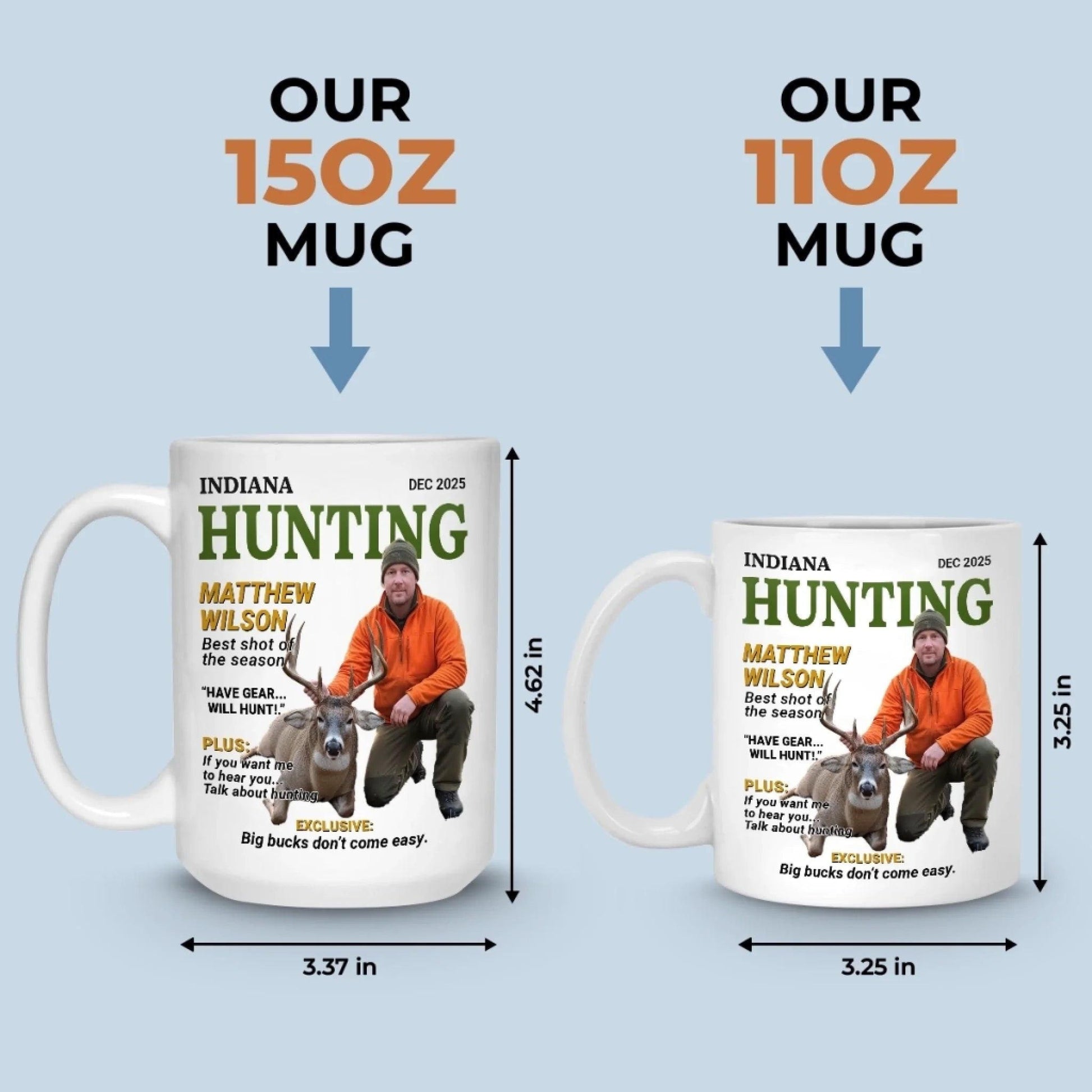 Personalized Hunting Mug Gift for Dad, Custom Photo Hunter Mug, Deer Hunting Gift, Fathers Day Gift, Birthday Gift for Hunter
