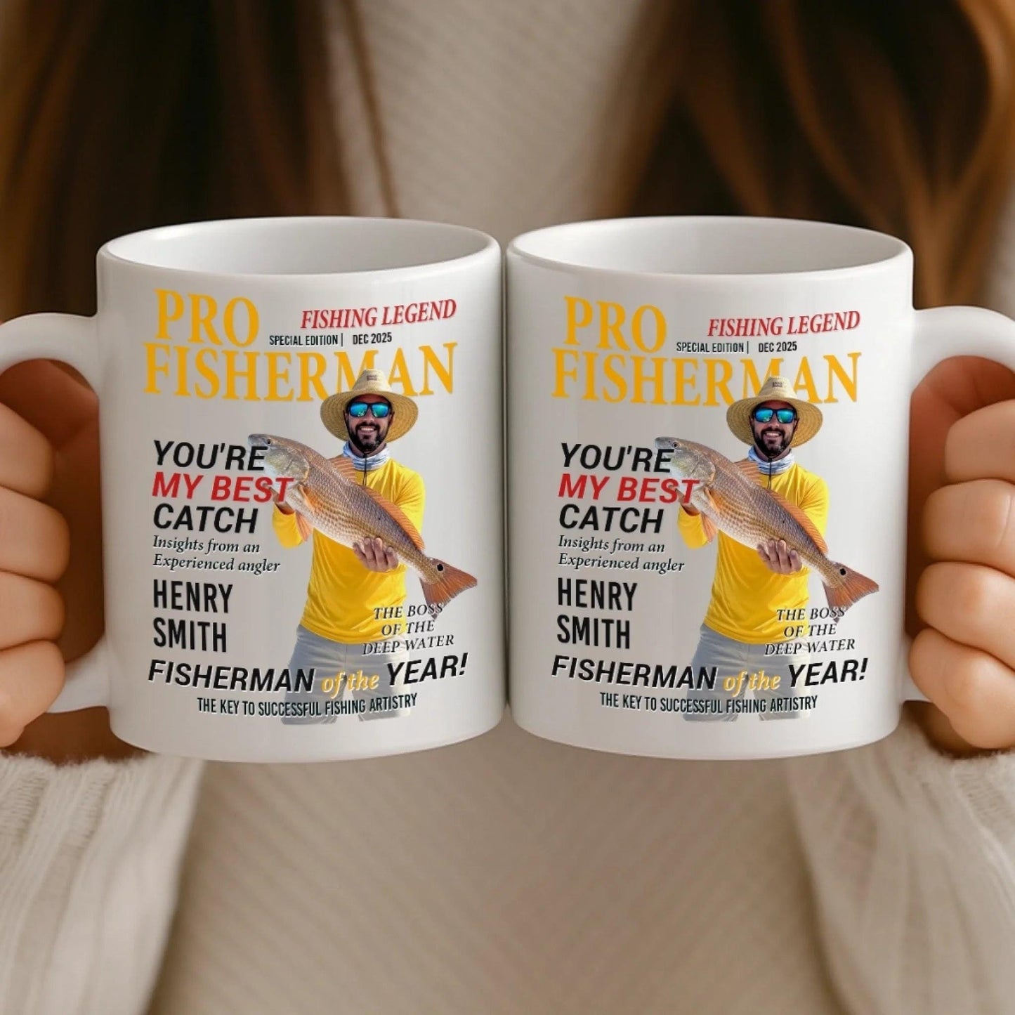 Personalized Fishing Mug Gift for Dad, Custom Photo Fisherman Mug, Fathers Day Fishing Gift, Birthday Gift for Fisherman