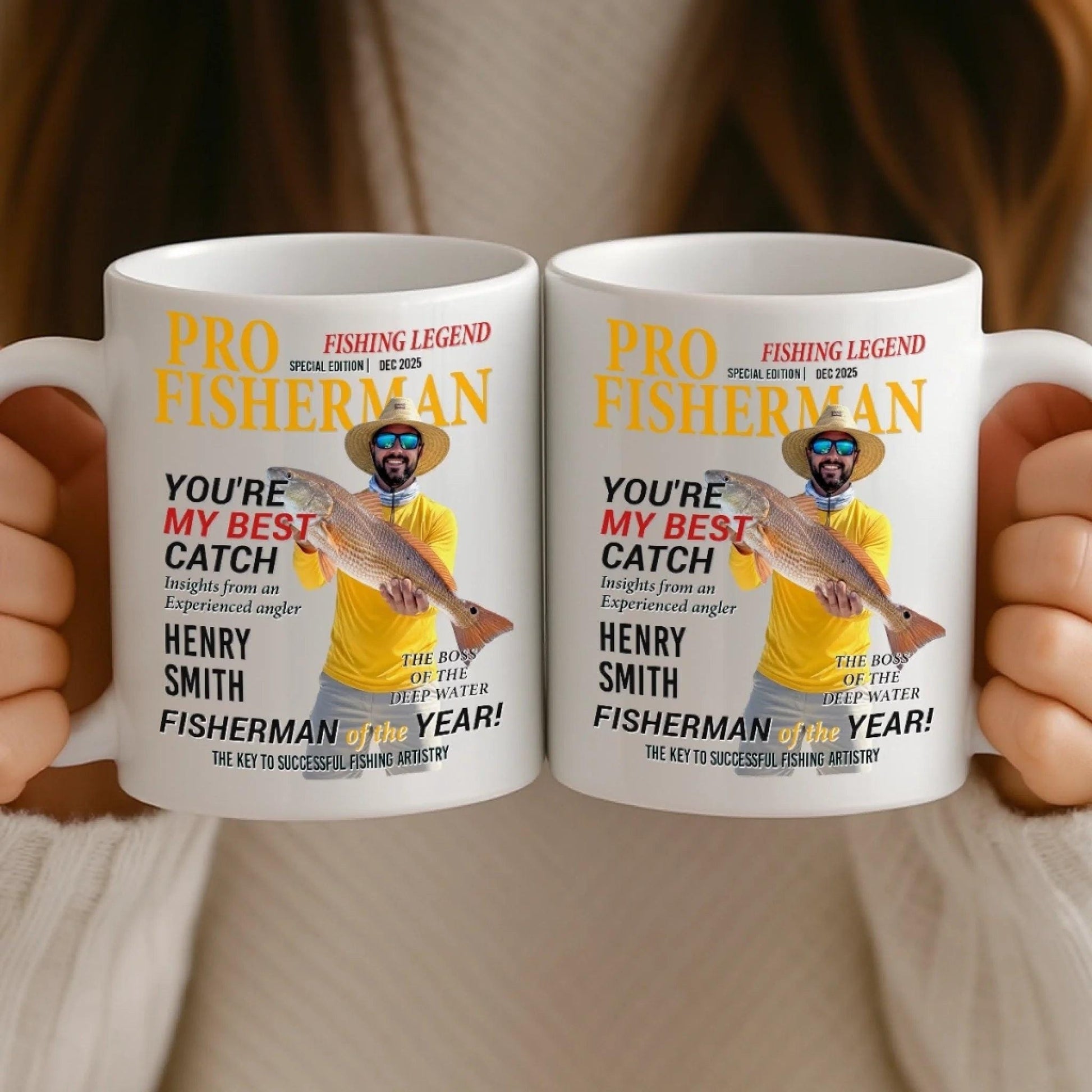 Personalized Fishing Mug Gift for Dad, Custom Photo Fisherman Mug, Fathers Day Fishing Gift, Birthday Gift for Fisherman