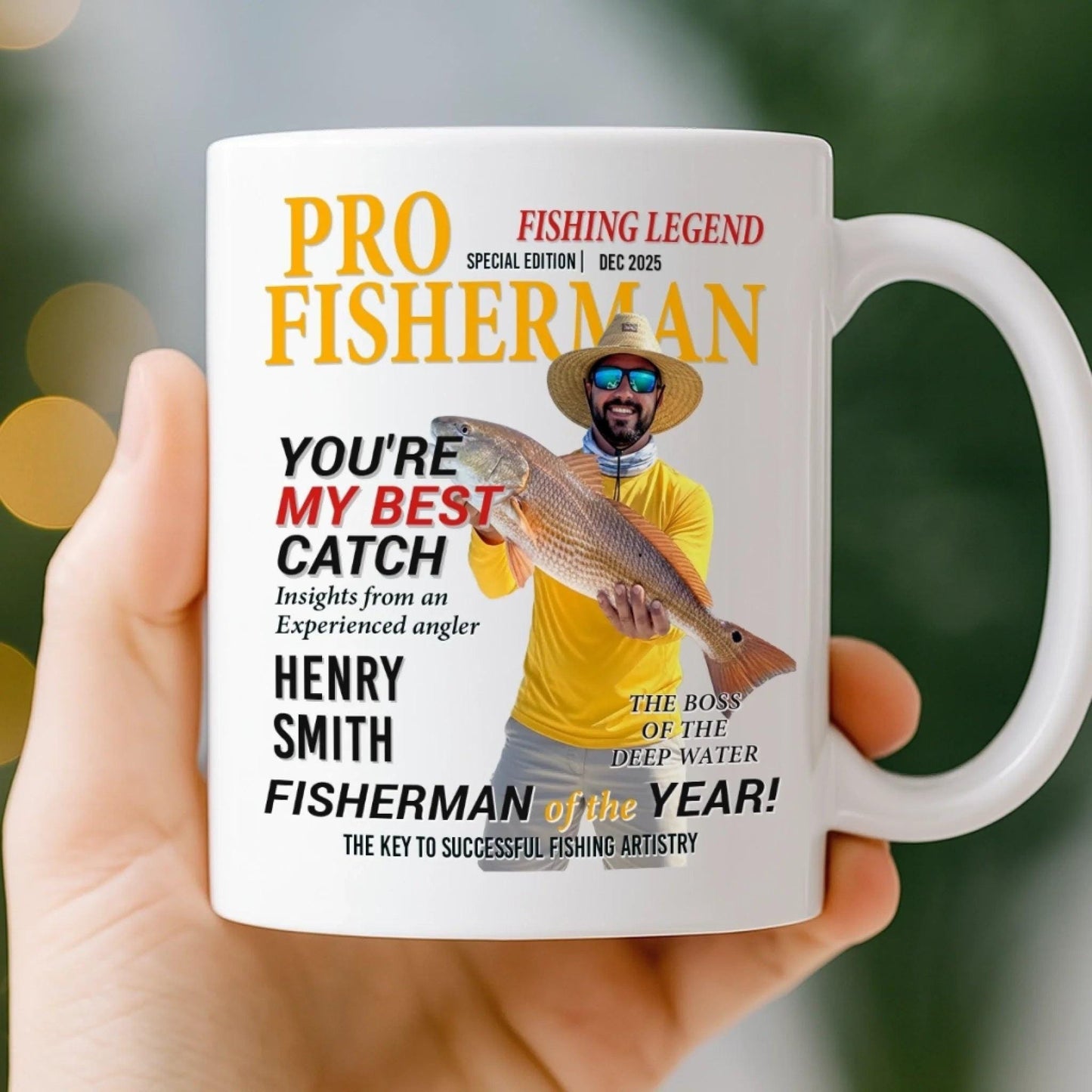 Personalized Fishing Mug Gift for Dad, Custom Photo Fisherman Mug, Fathers Day Fishing Gift, Birthday Gift for Fisherman