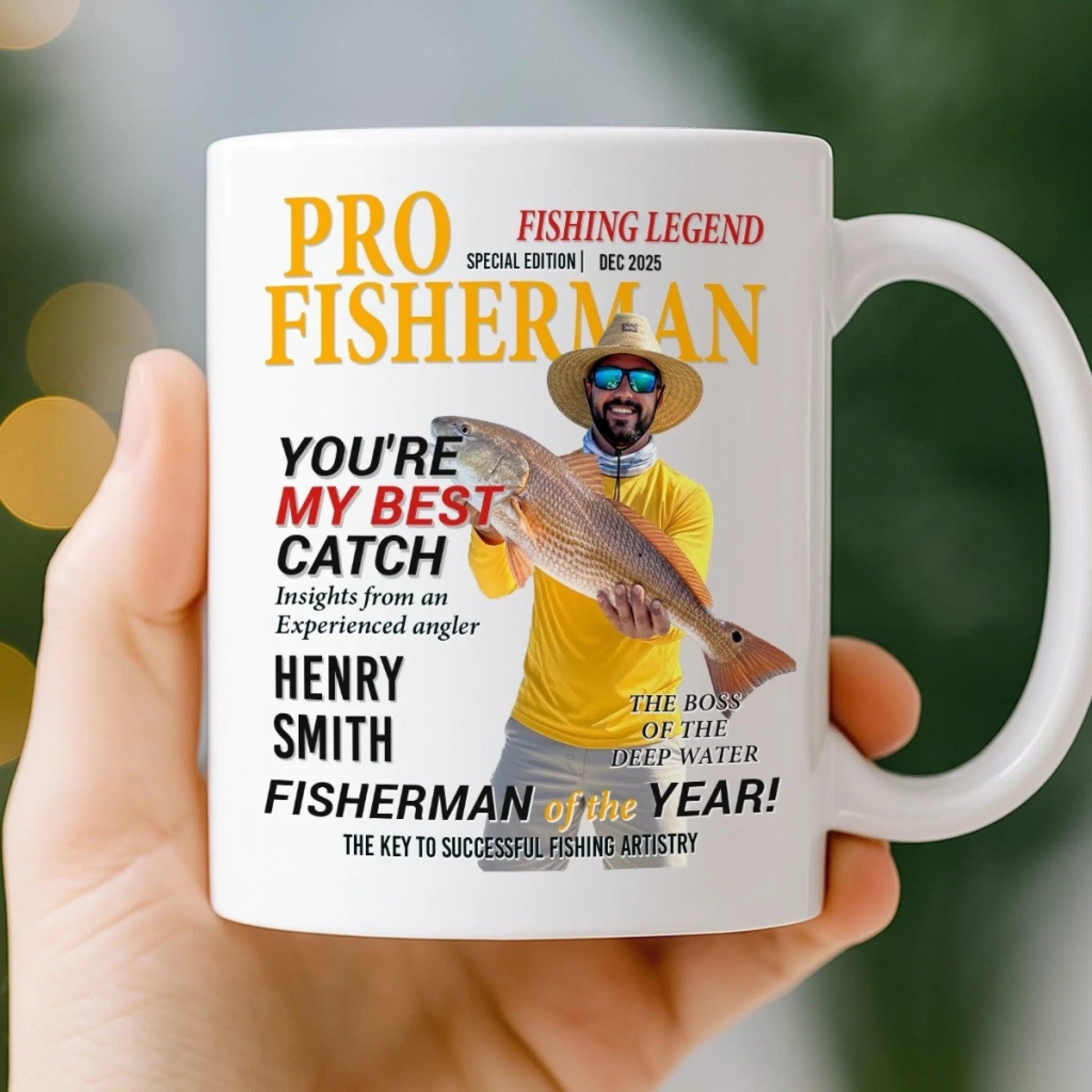 Personalized Fishing Mug Gift for Dad, Custom Photo Fisherman Mug, Fathers Day Fishing Gift, Birthday Gift for Fisherman