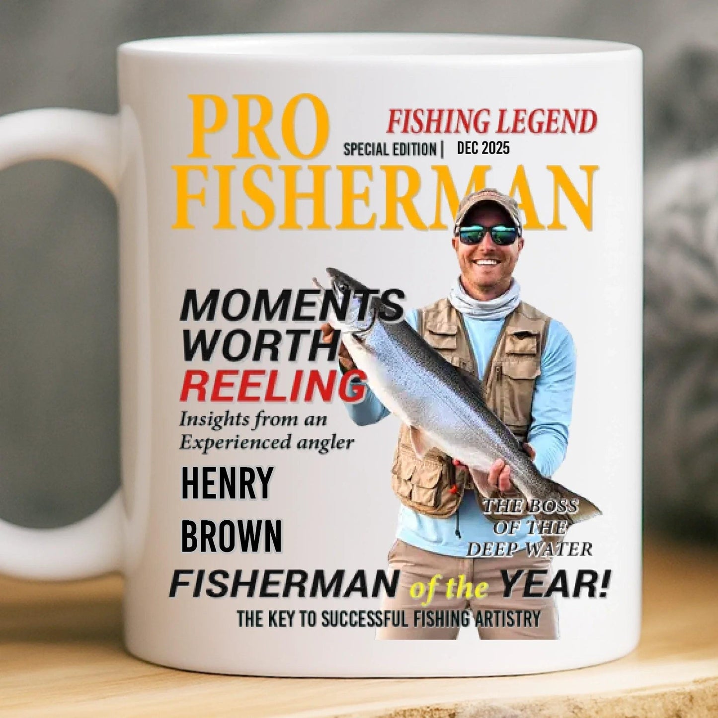 Personalized Fishing Mug Gift for Dad, Custom Photo Fisherman Mug, Fathers Day Fishing Gift, Birthday Gift for Fisherman