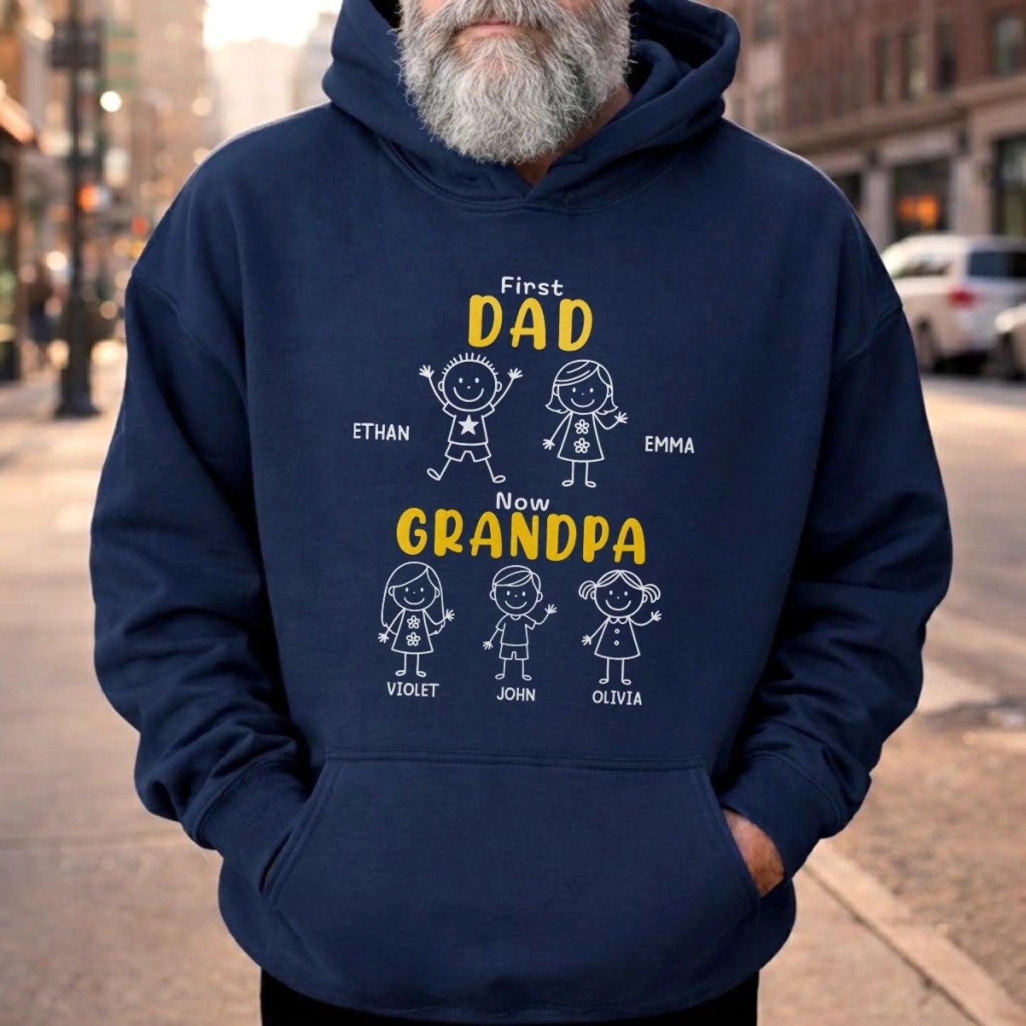Personalized Grandpa Shirt with Kids Names, First Dad Now Grandpa Hoodie, Fathers Day Gift for Grandpa, Birthday Gift from Grandkids