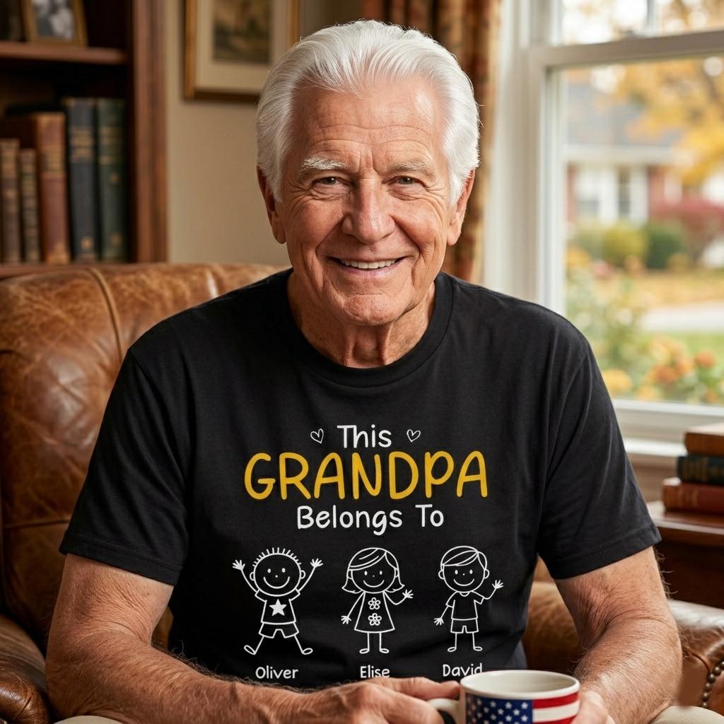 This Grandpa Belongs To Shirt, Custom Grandpa Shirt With Kids Names, Gift For Grandpa From Grandkids, Fathers Day Birthday Gift