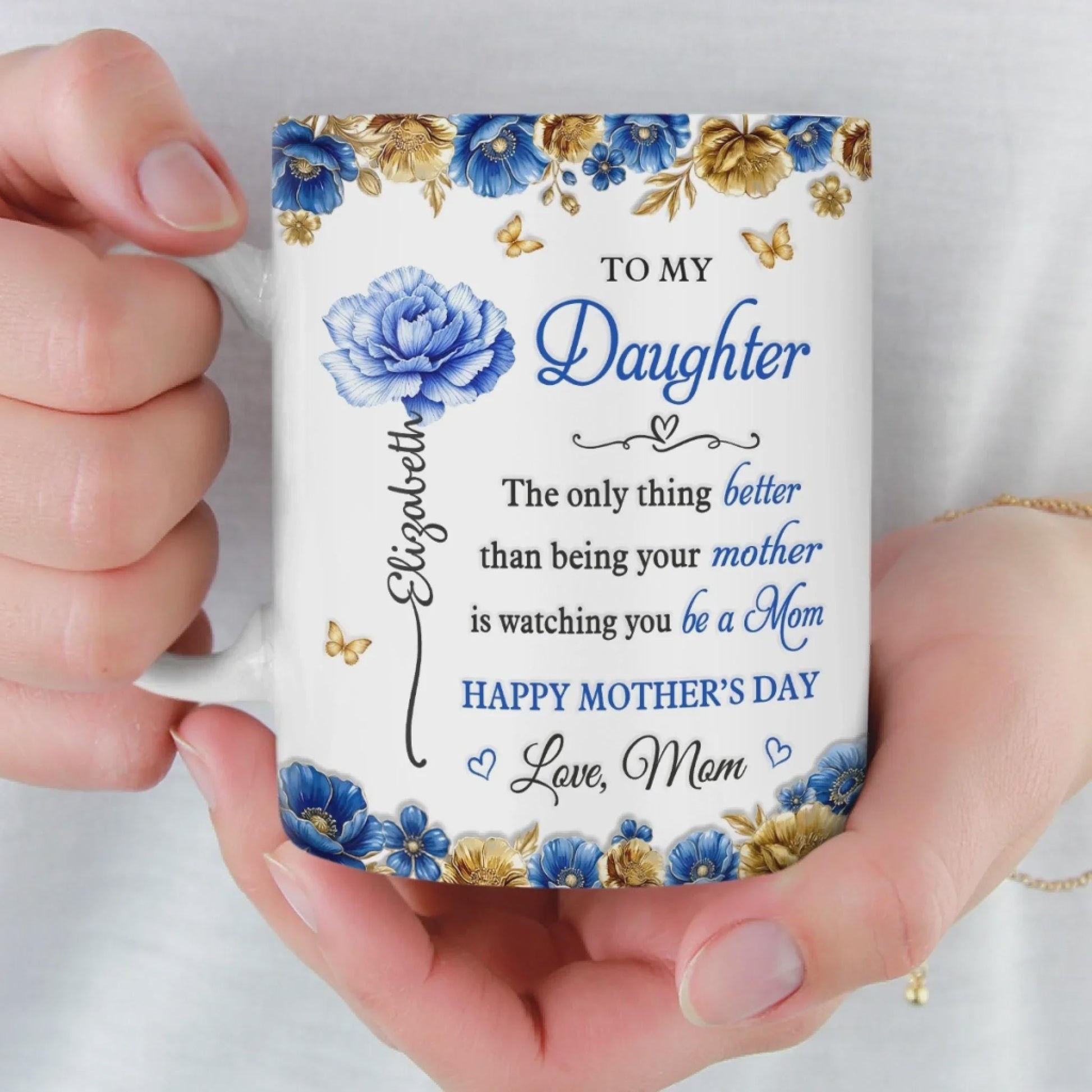 To My Daughter Mug from Mom, Mothers Day Gift for Daughter, Becoming Mom Gift, Birth Flower Mug, Personalized Daughter Gift