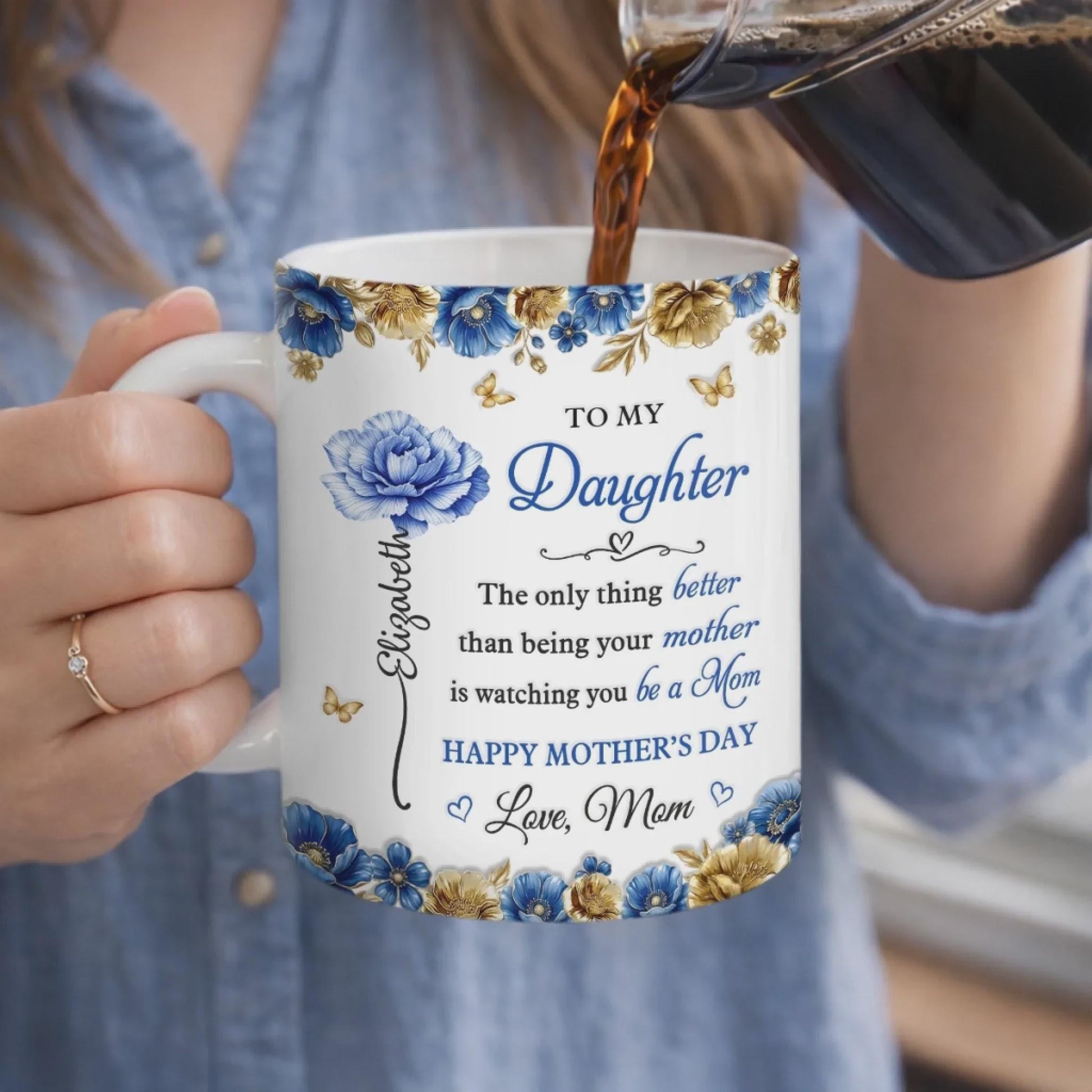 To My Daughter Mug from Mom, Mothers Day Gift for Daughter, Becoming Mom Gift, Birth Flower Mug, Personalized Daughter Gift