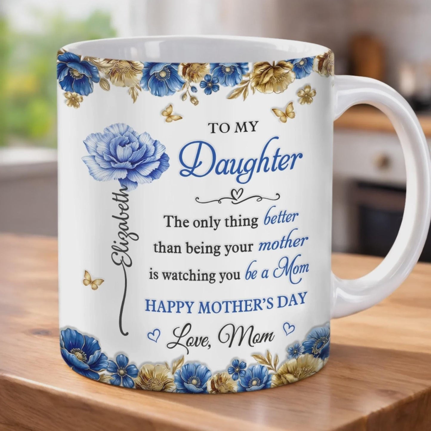 To My Daughter Mug from Mom, Mothers Day Gift for Daughter, Becoming Mom Gift, Birth Flower Mug, Personalized Daughter Gift