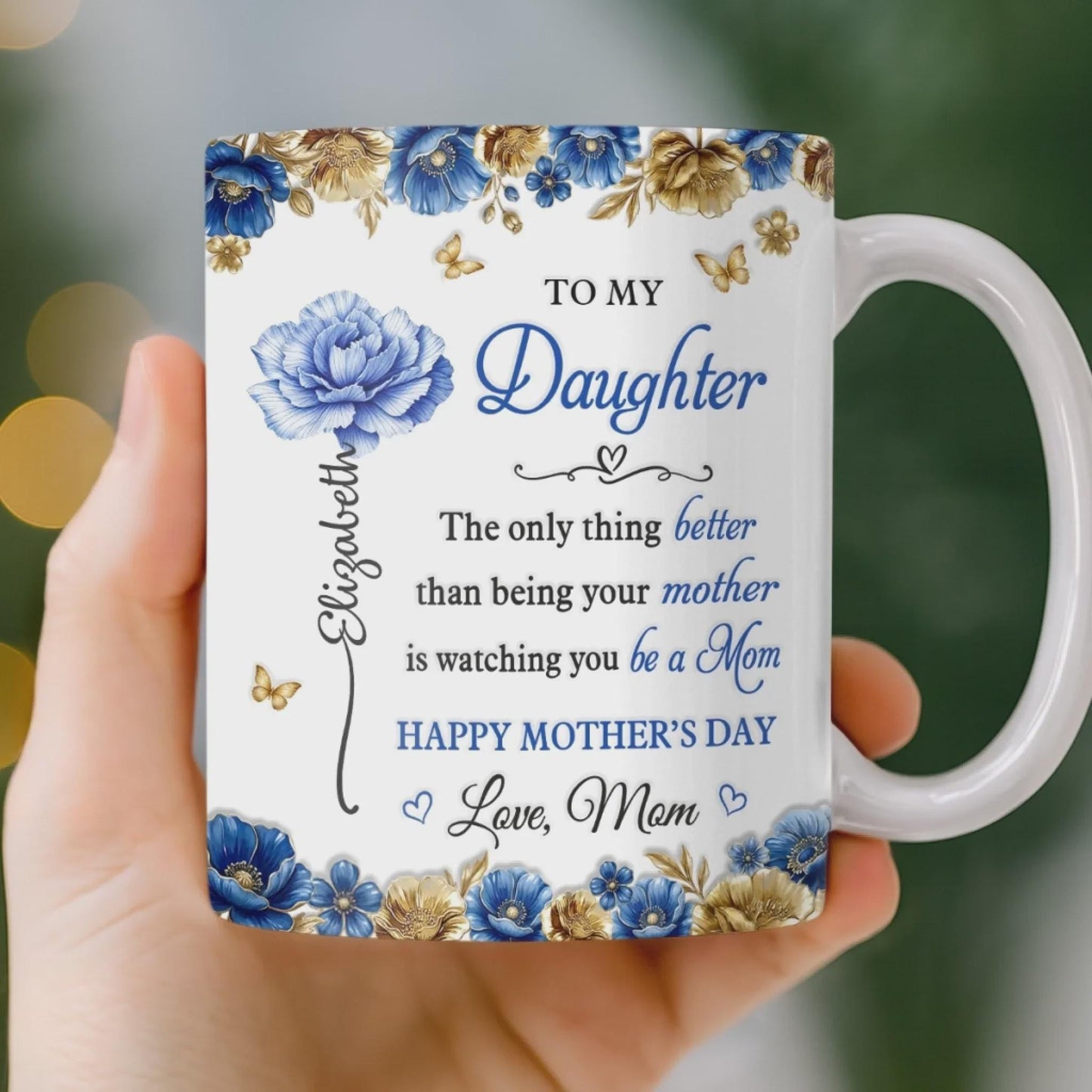 To My Daughter Mug from Mom, Mothers Day Gift for Daughter, Becoming Mom Gift, Birth Flower Mug, Personalized Daughter Gift