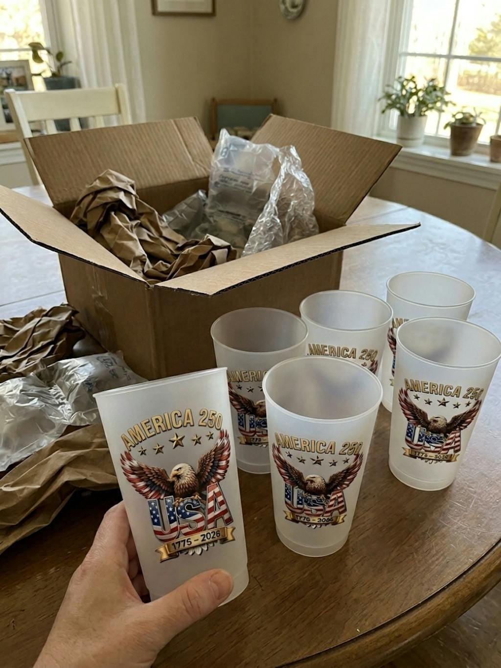 Custom 250th Anniversary Plastic Cups, Personalized 4th of July Party Cups, USA Freedom Family Name Cups, Independence Day Party Decor