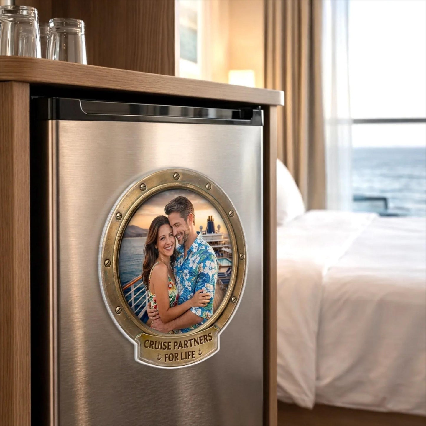 Custom Photo Cruise Door Magnet Personalized Couple Gift, Husband Wife Cruise Cabin Decor, Sailing Into Our Next Adventure Gift