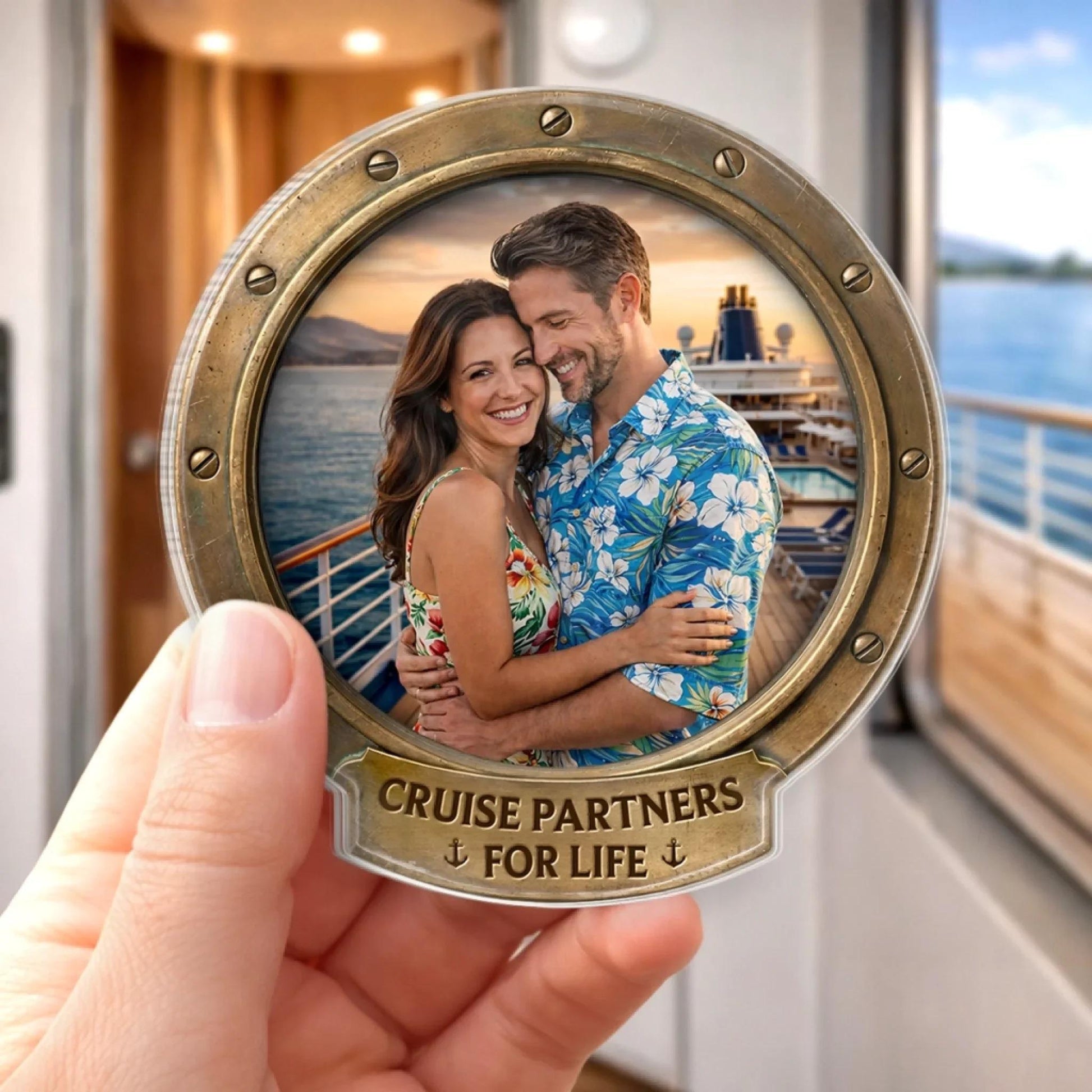 Custom Photo Cruise Door Magnet Personalized Couple Gift, Husband Wife Cruise Cabin Decor, Sailing Into Our Next Adventure Gift