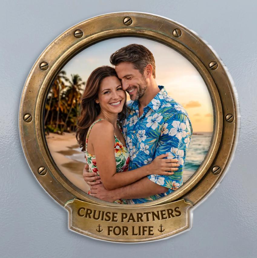 Custom Photo Cruise Door Magnet Personalized Couple Gift, Husband Wife Cruise Cabin Decor, Sailing Into Our Next Adventure Gift