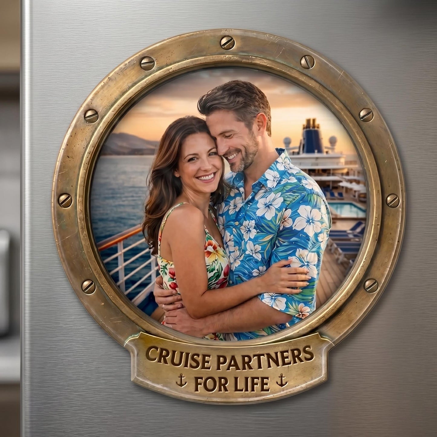 Custom Photo Cruise Door Magnet Personalized Couple Gift, Husband Wife Cruise Cabin Decor, Sailing Into Our Next Adventure Gift