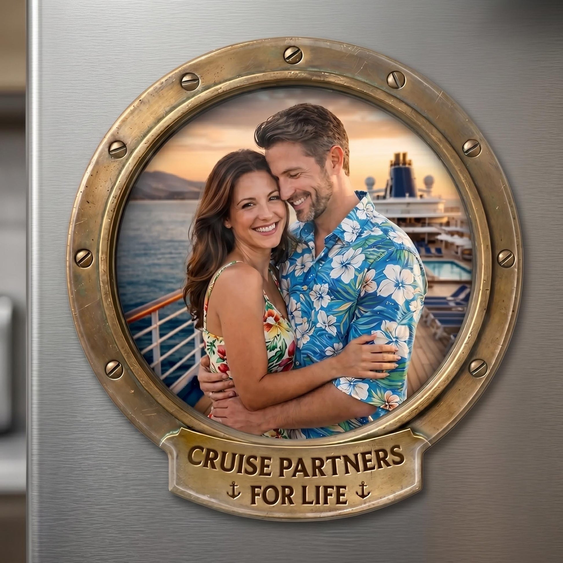 Custom Photo Cruise Door Magnet Personalized Couple Gift, Husband Wife Cruise Cabin Decor, Sailing Into Our Next Adventure Gift