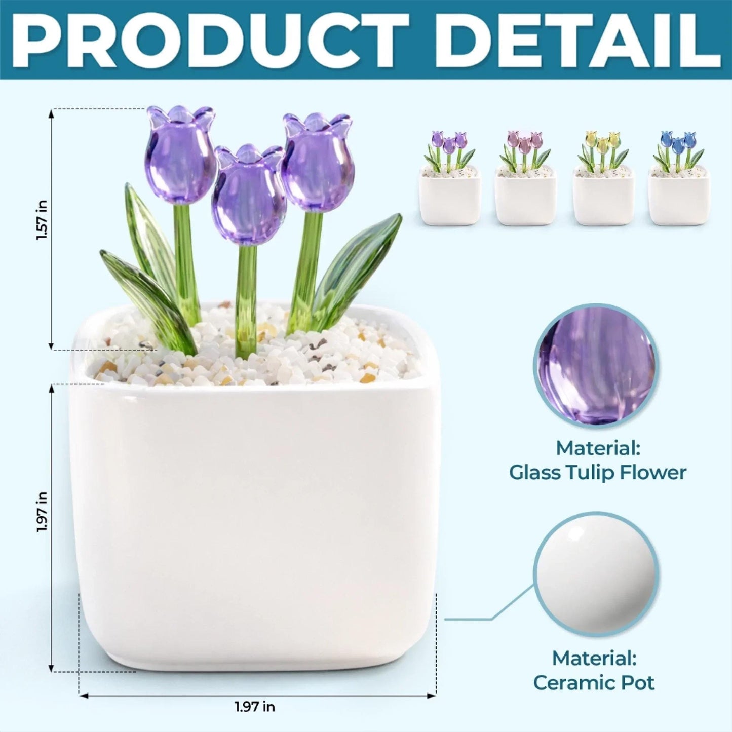 Custom Glass Tulip Gift Personalized Flower Pot for Mom Daughter, Everlasting Tulips Mother's Day Birthday Gift, Forever Love Decor
