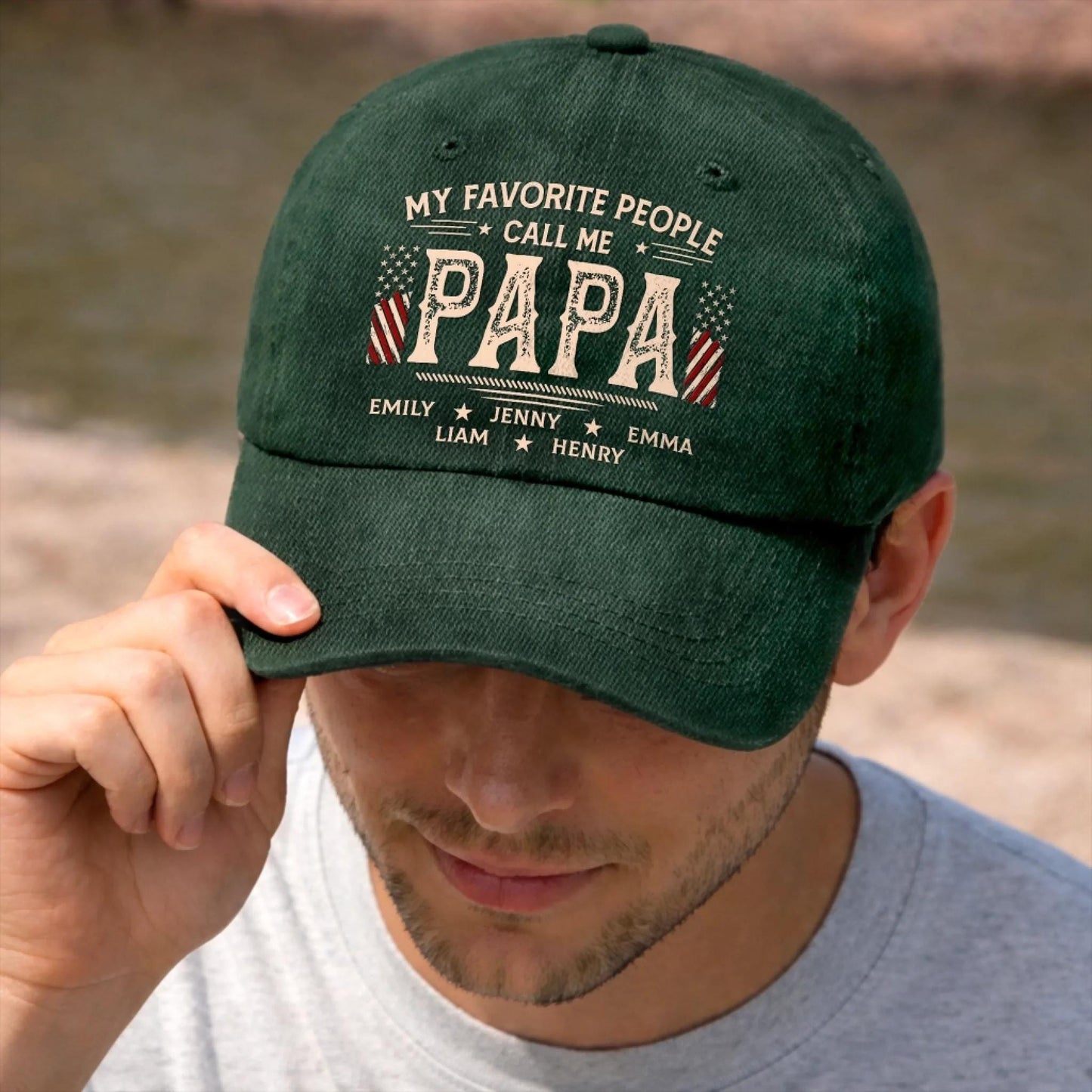 Personalized Dad Hat Custom Papa Cap With Kids Names, Vintage Washed Baseball Cap Gift For Dad Grandpa Fathers Day Birthday