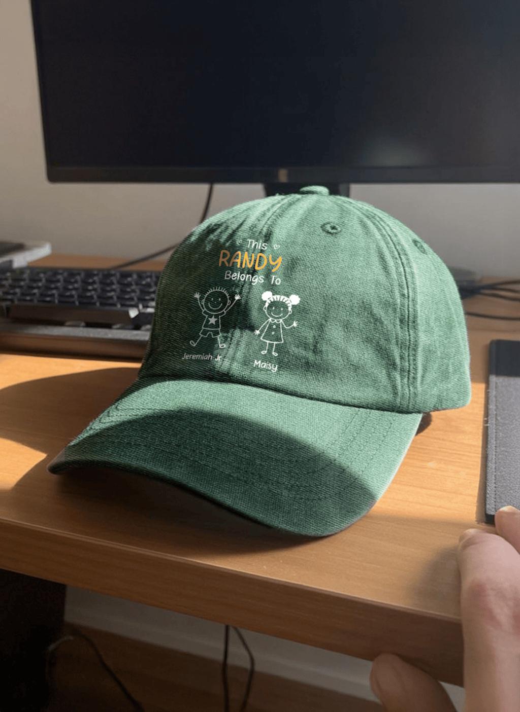 Personalized Grandpa Hat, Custom Dad Hat With Kids Names, Vintage Washed Baseball Cap Gift For Grandpa, Father’s Day Birthday Gift
